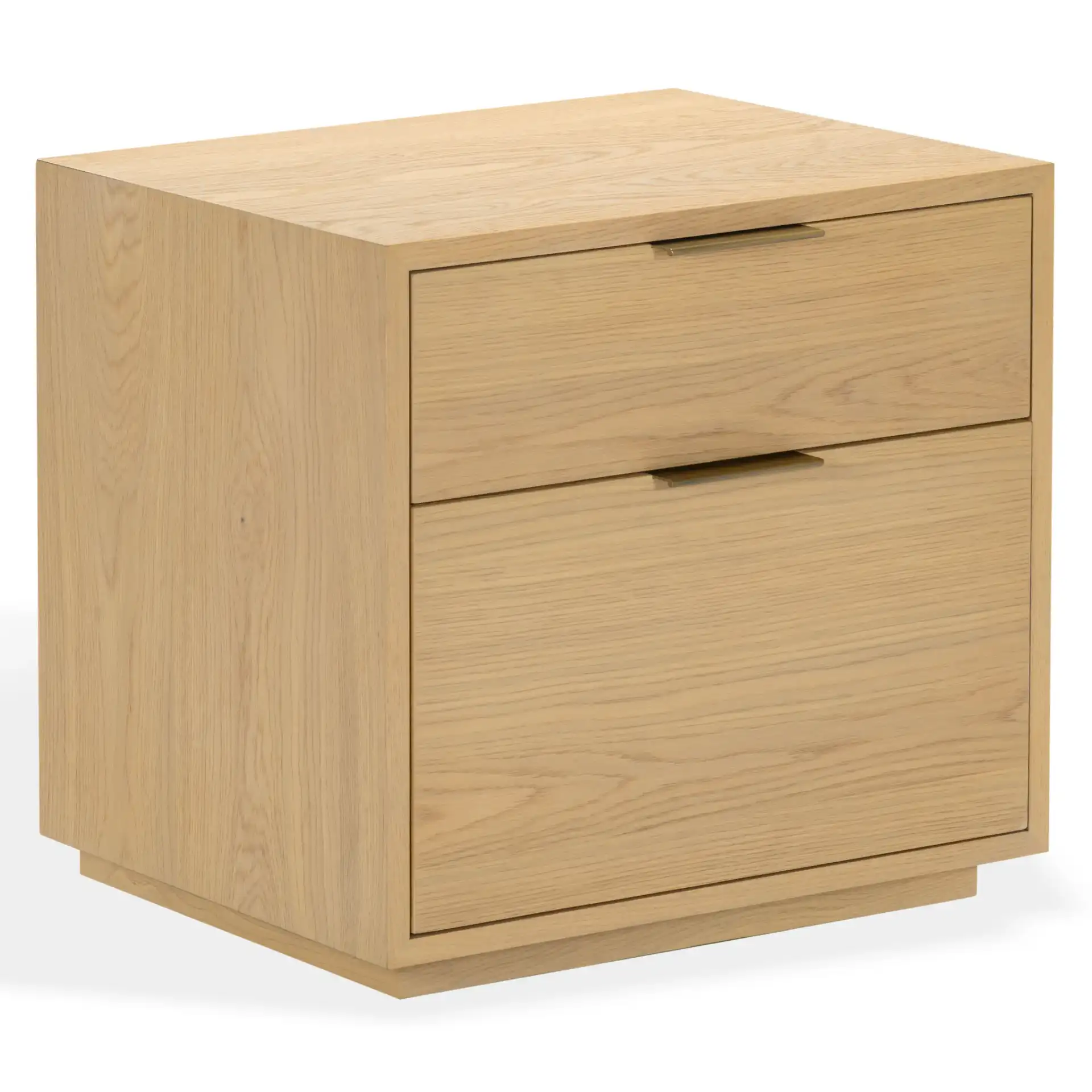 Gabribecca Two-Drawer Nightstand in Greige Oak, detail view
