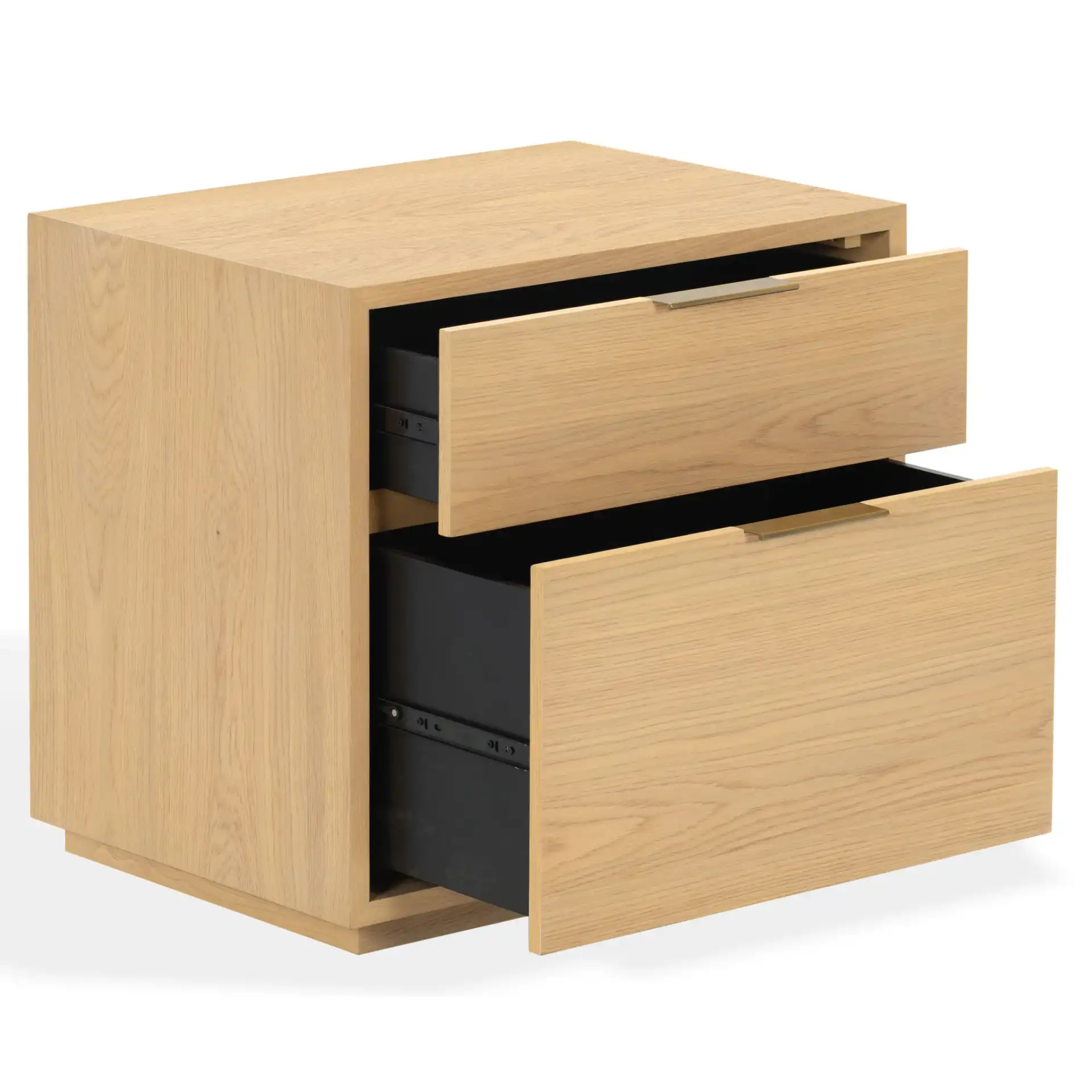 Gabribecca Two-Drawer Nightstand in Greige Oak, detail view