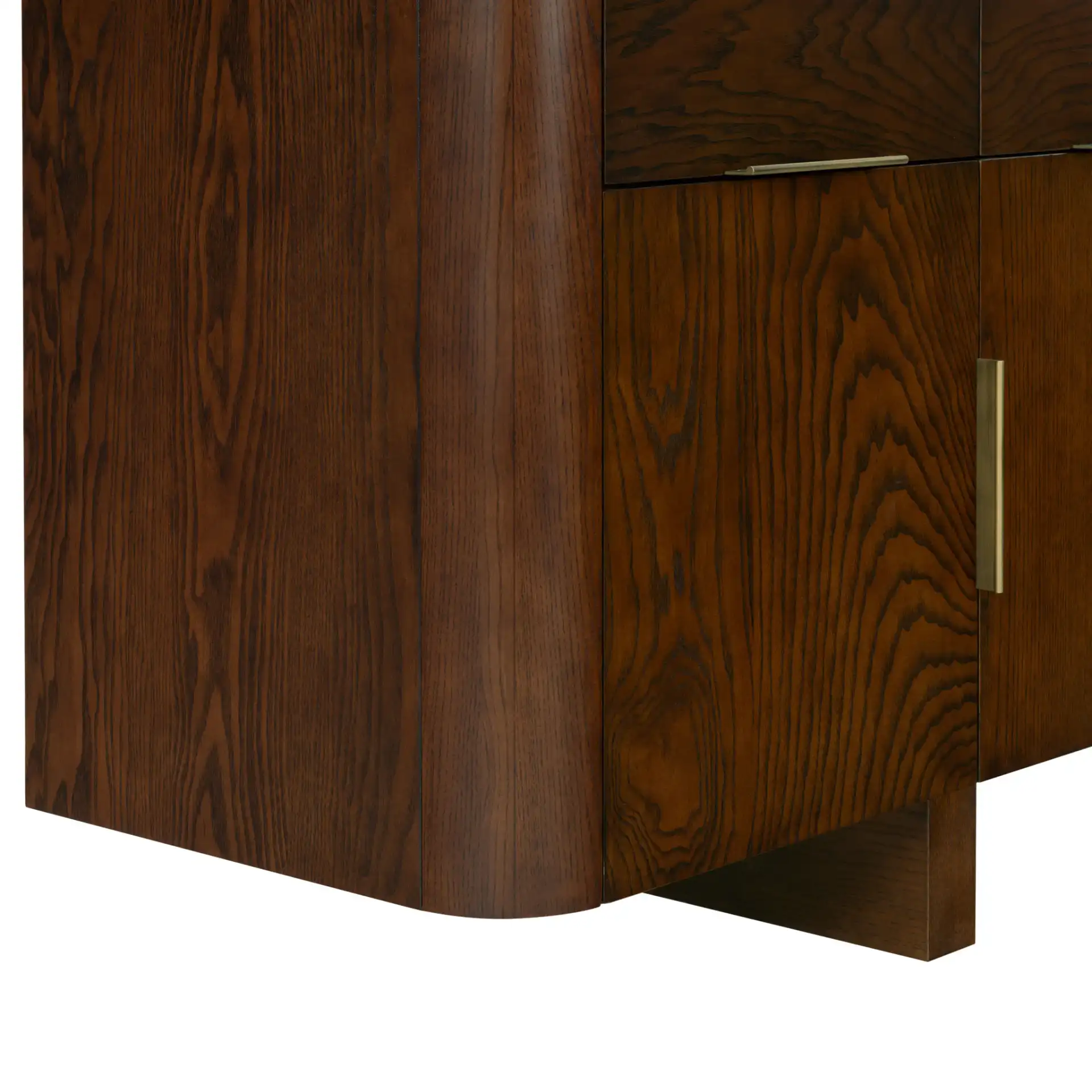 Dorothea Three-Drawer Wood Sideboard in Walnut, detail view