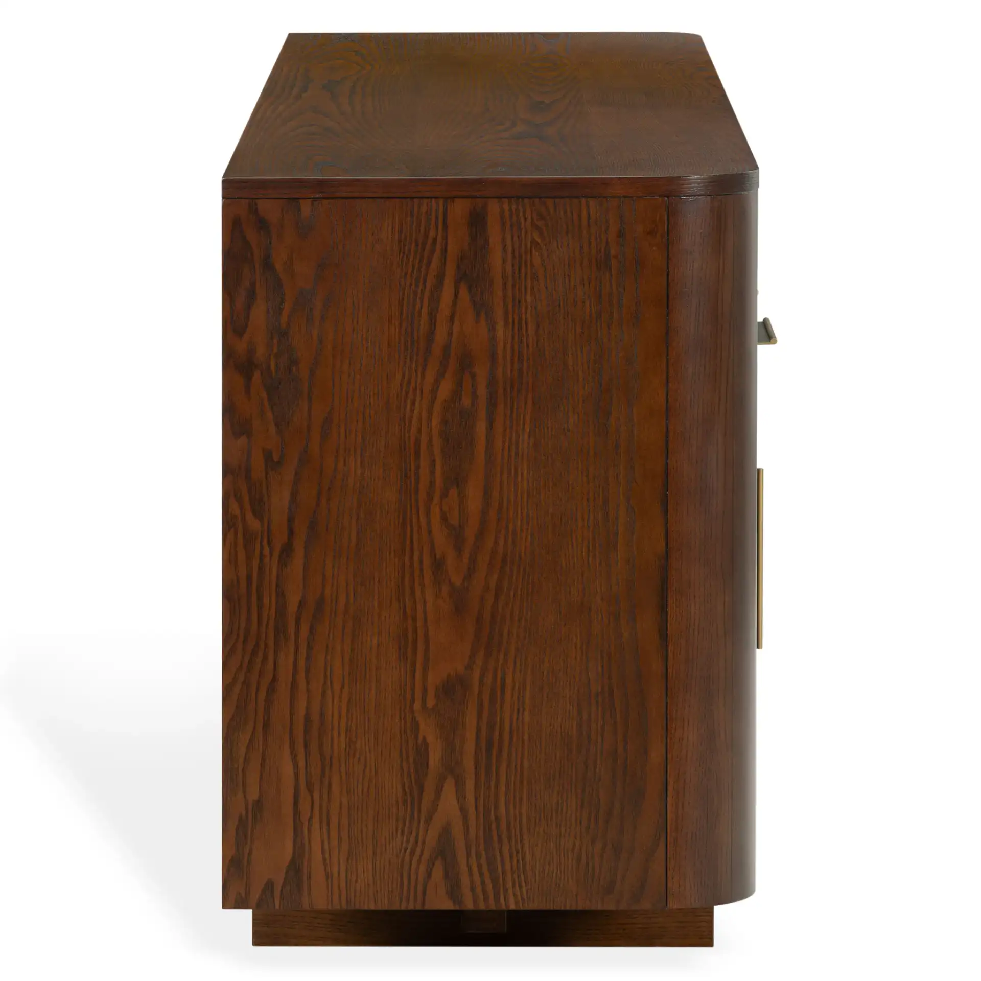 Dorothea Three-Drawer Wood Sideboard in Walnut, detail view