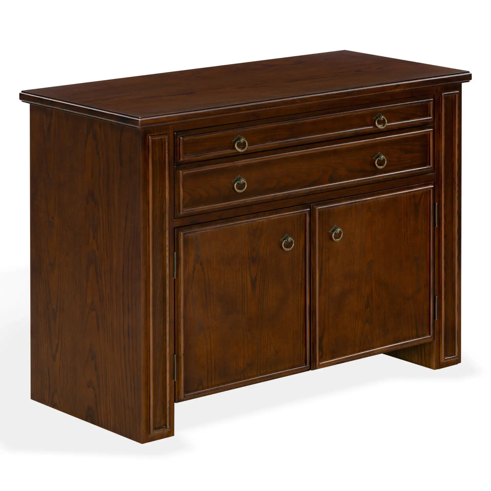 Caroline Two-Drawer Chest in Walnut, detail view