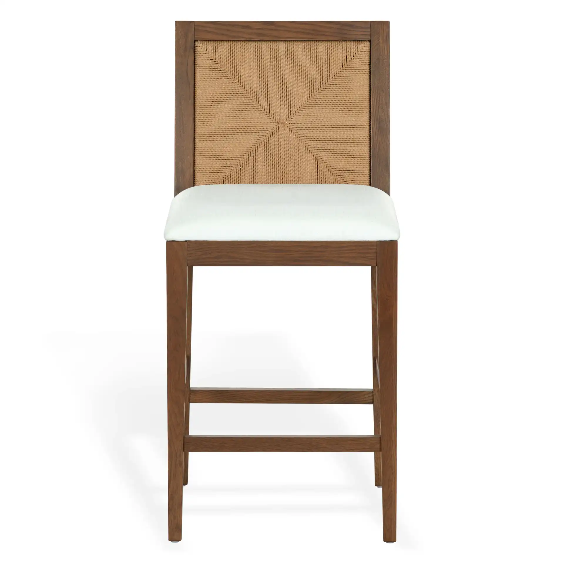 Emilio Woven Counter Stool in Black / Natural, detail view