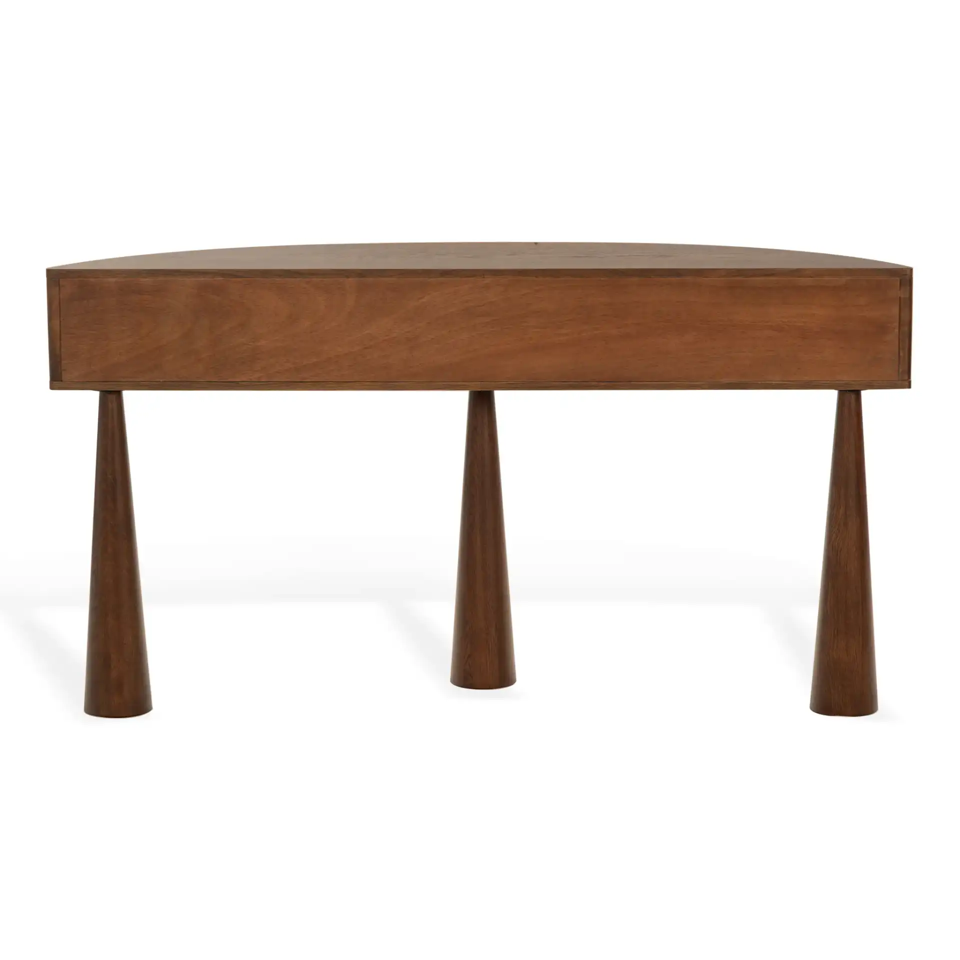 Vivietta Fluted Wood Console in Walnut / Brass, detail view
