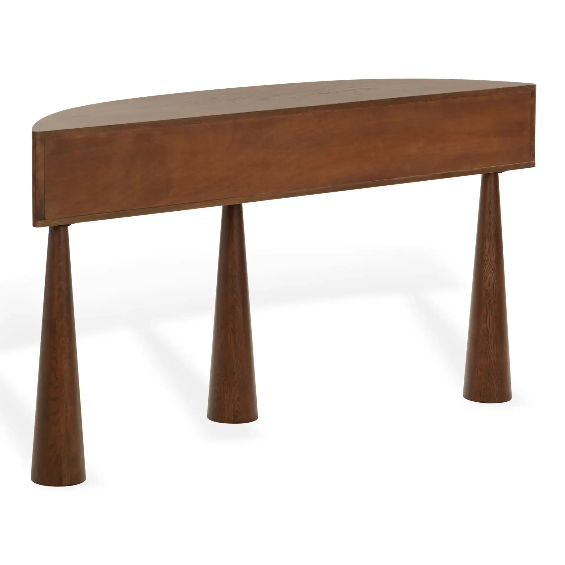 Vivietta Fluted Wood Console in Walnut / Brass, detail view