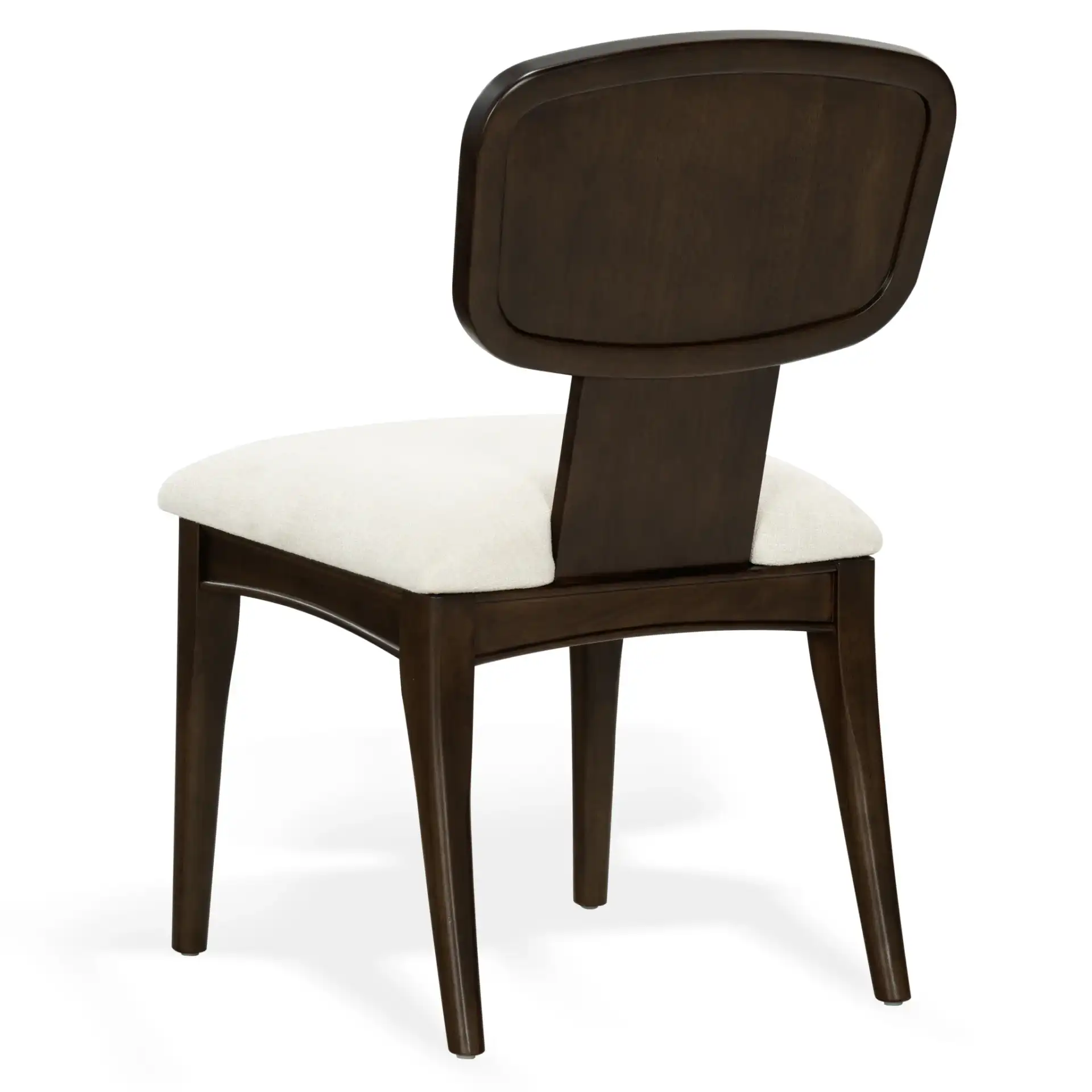 Beckalynn Upholstered Back Dining Chair (Set of 2) in Walnut / Ivory, detail view