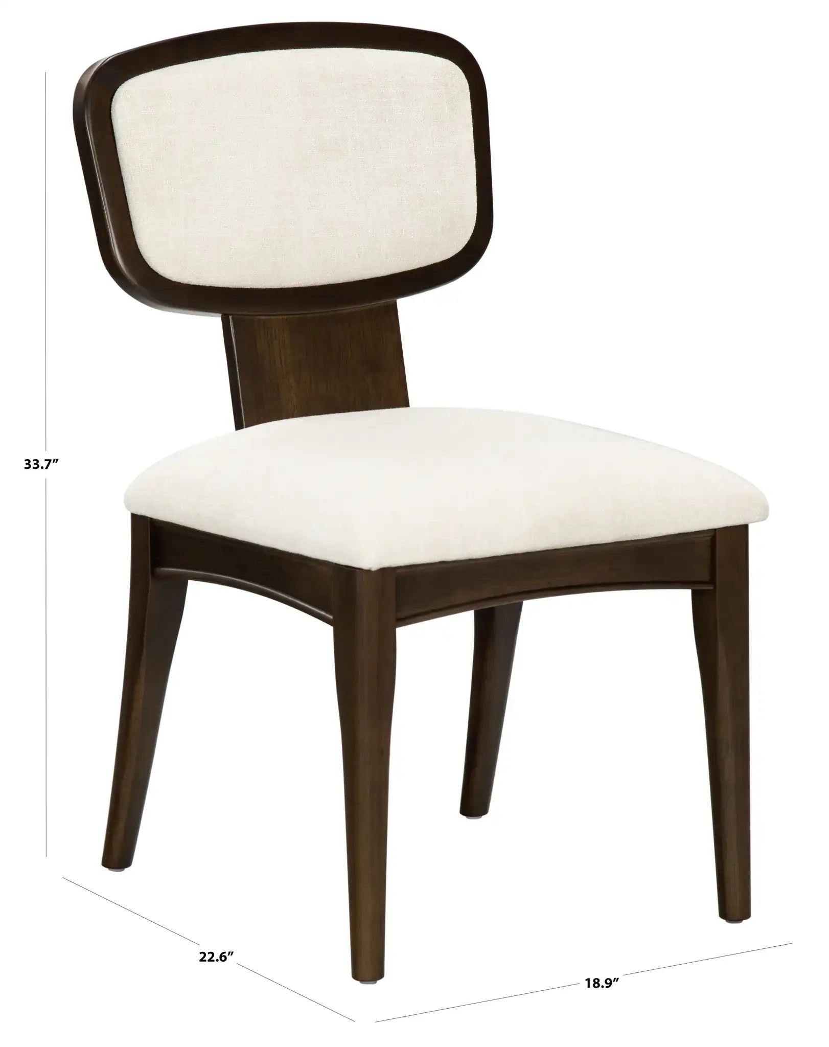 Beckalynn Upholstered Back Dining Chair (Set of 2) in Walnut / Ivory, detail view