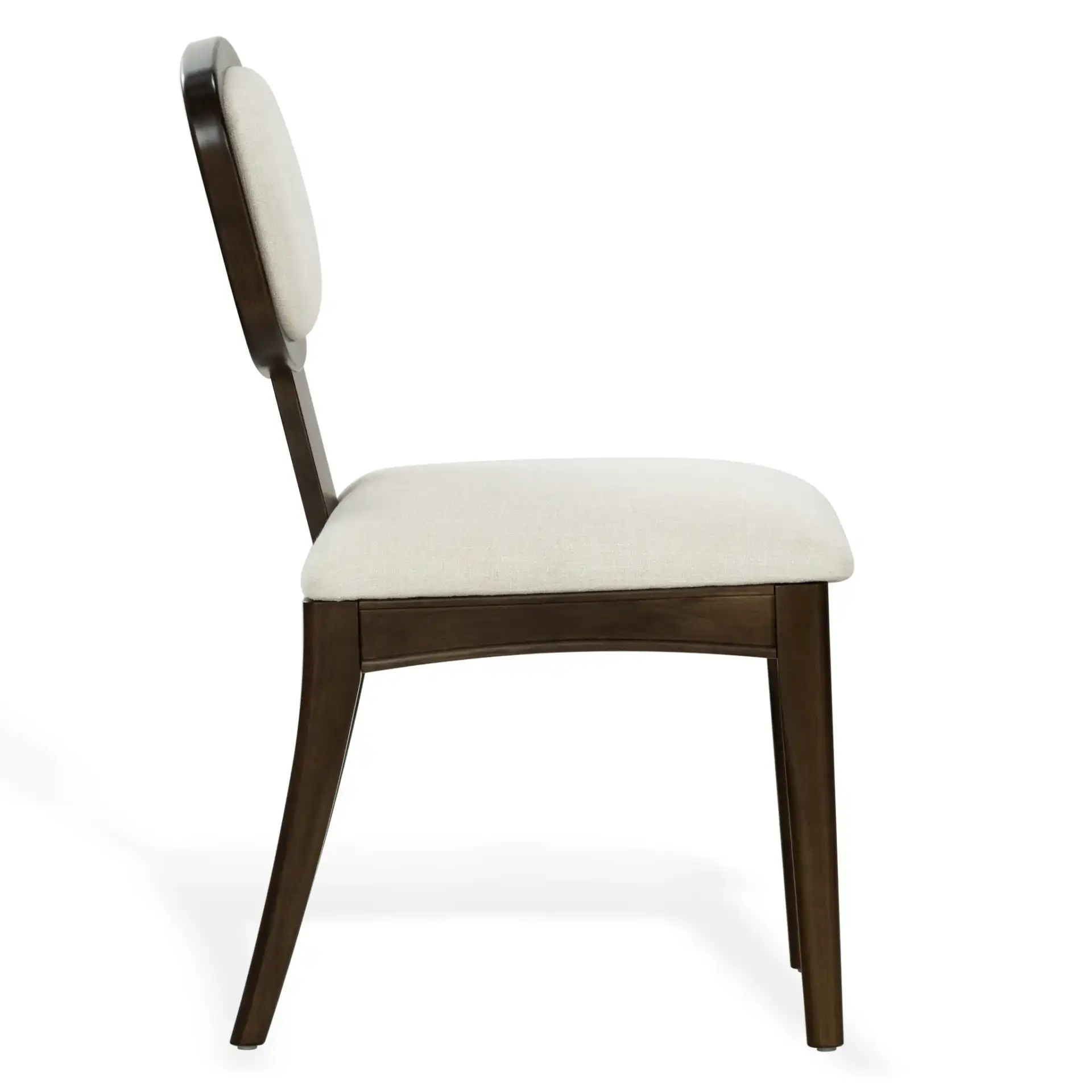 Beckalynn Upholstered Back Dining Chair (Set of 2) in Walnut / Ivory, detail view