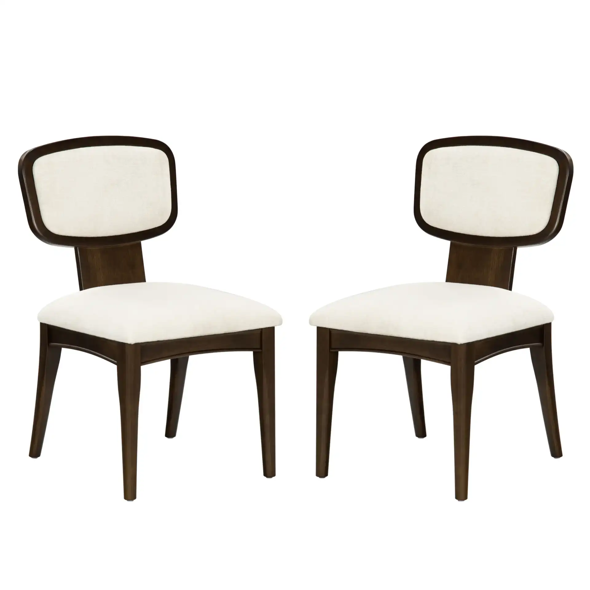 Beckalynn Upholstered Back Dining Chair (Set of 2) in Walnut / Ivory, detail view