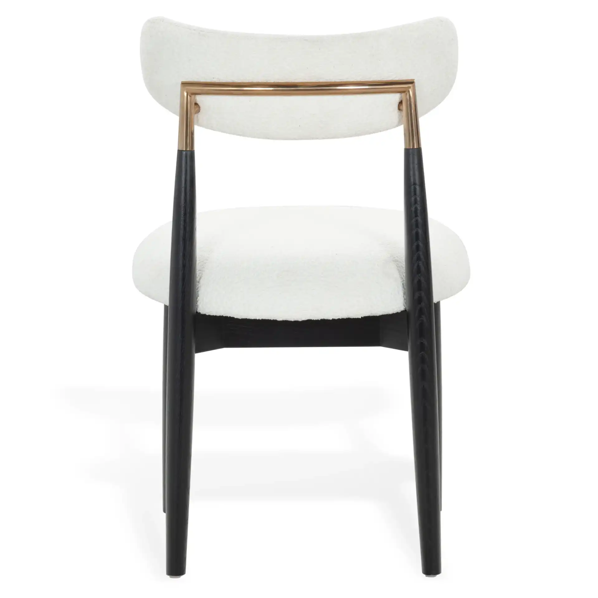 Marisol Boucle Dining Chair in White / Black, detail view