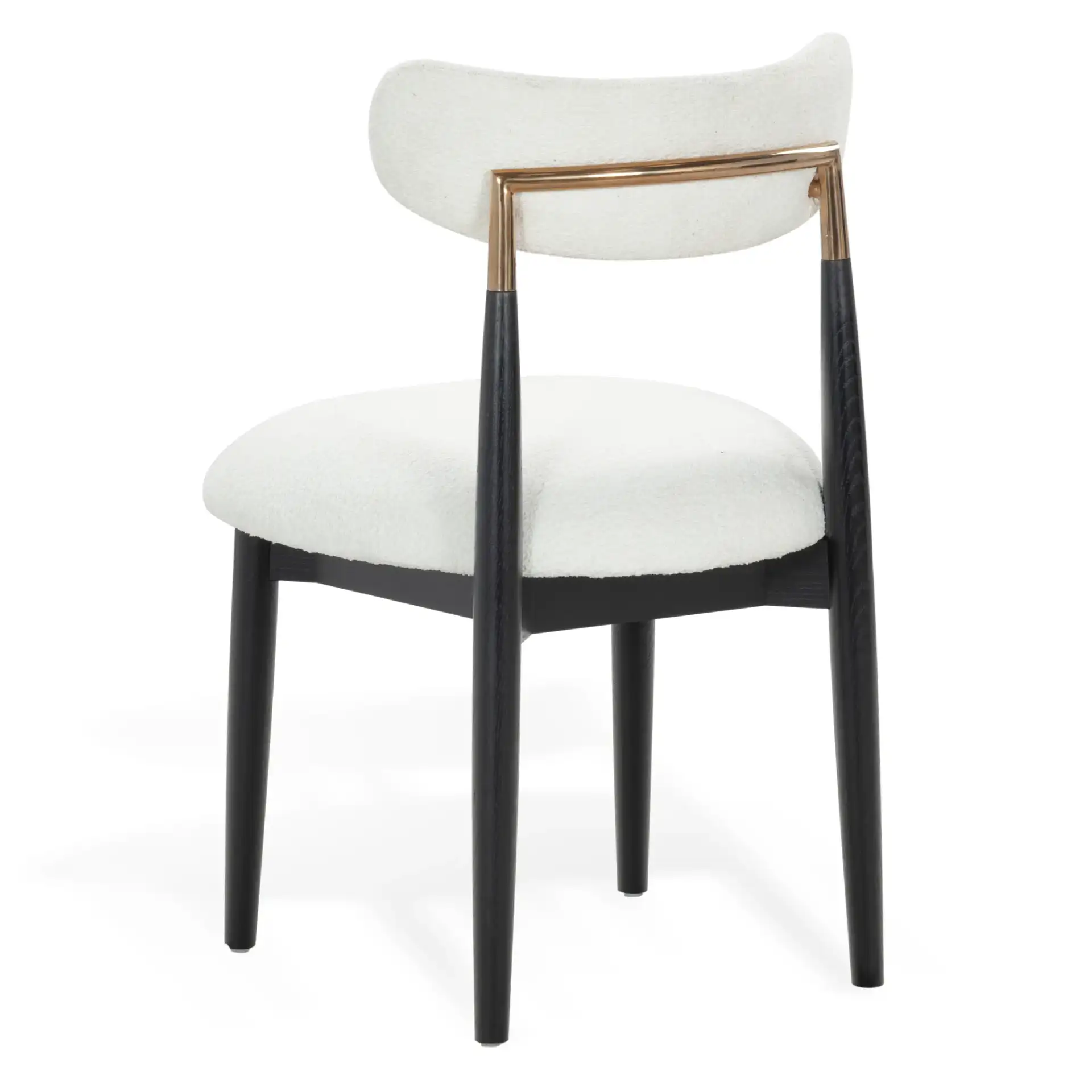 Marisol Boucle Dining Chair in White / Black, detail view