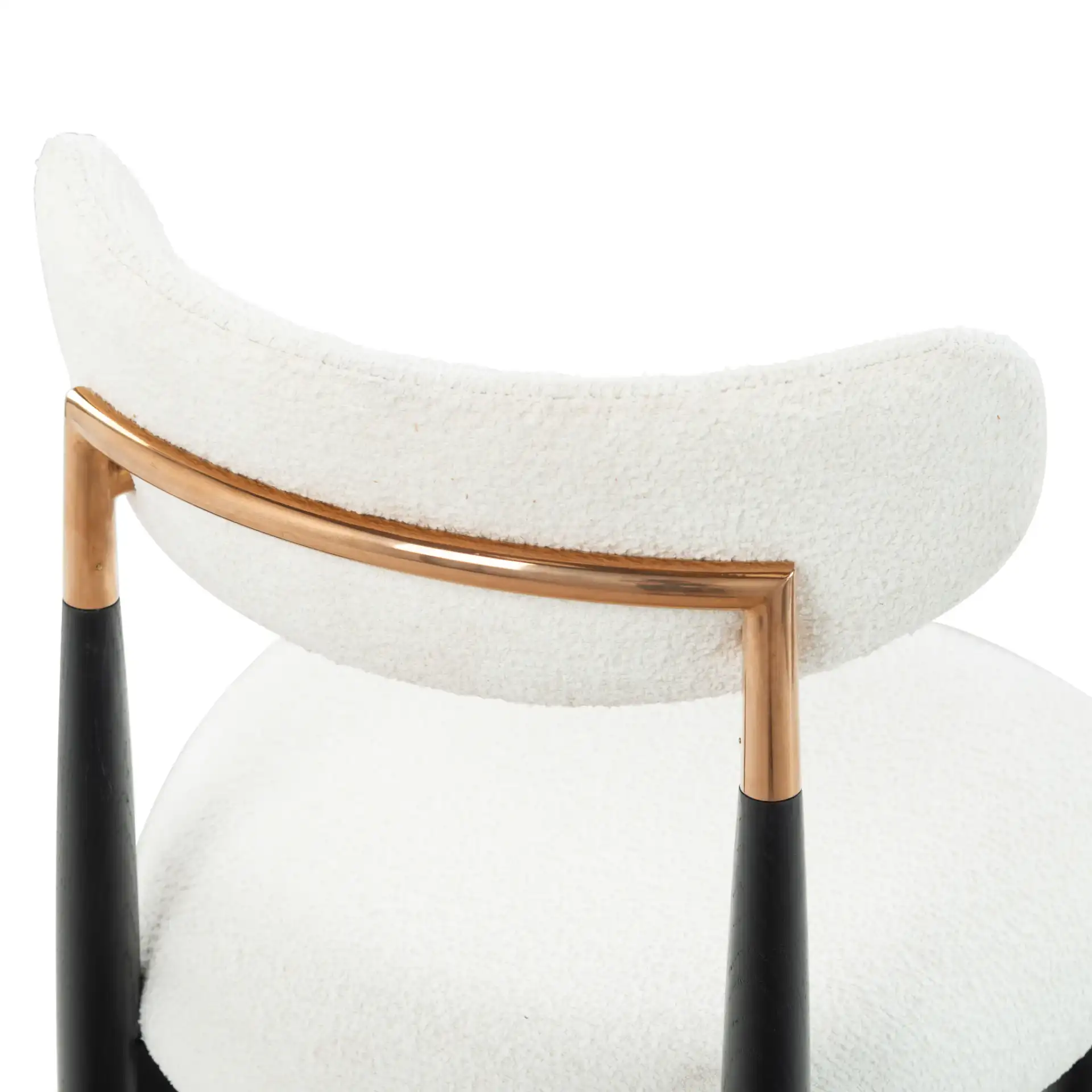 Marisol Boucle Dining Chair in White / Black in a styled room