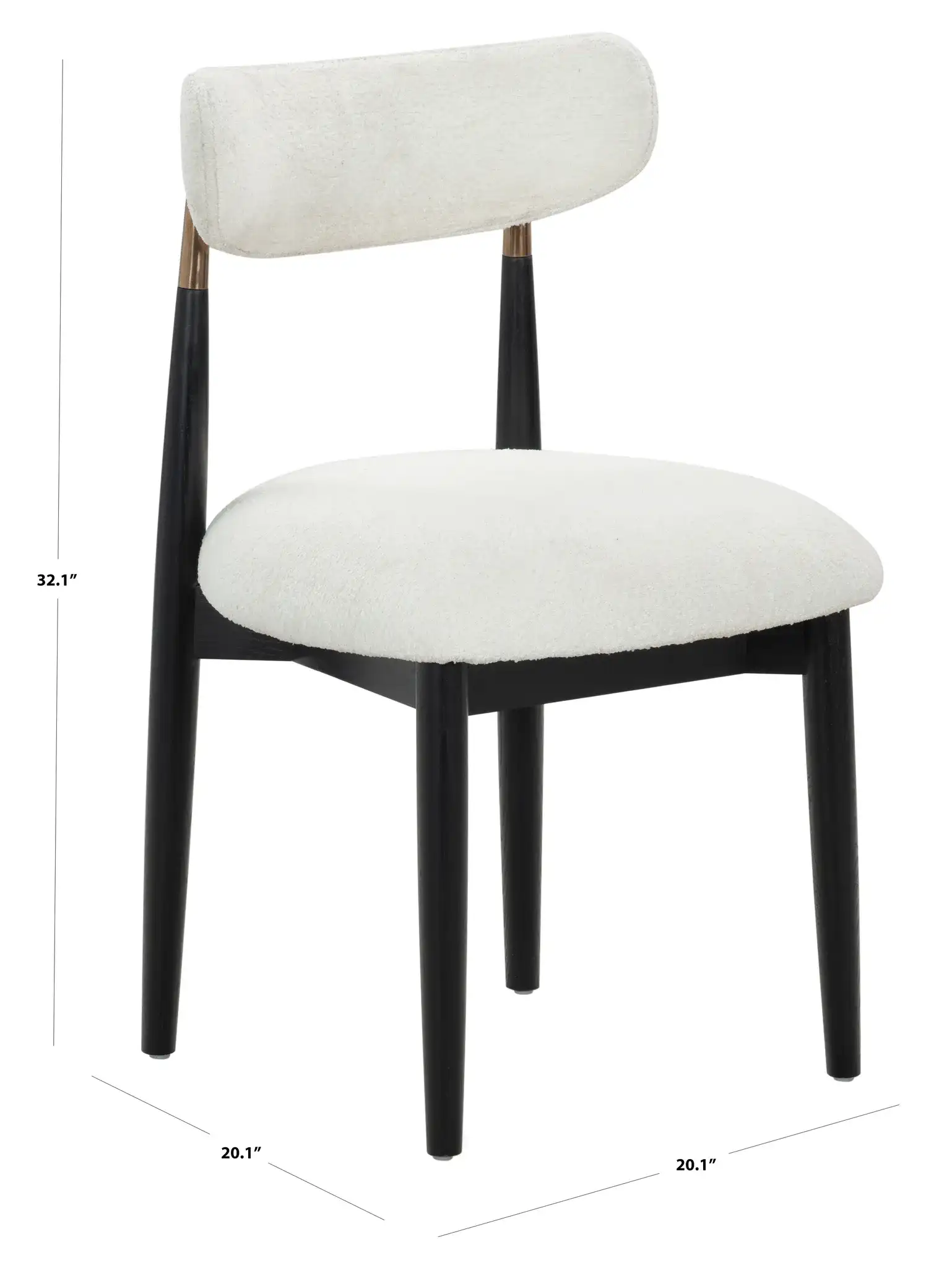 Marisol Boucle Dining Chair in White / Black, detail view