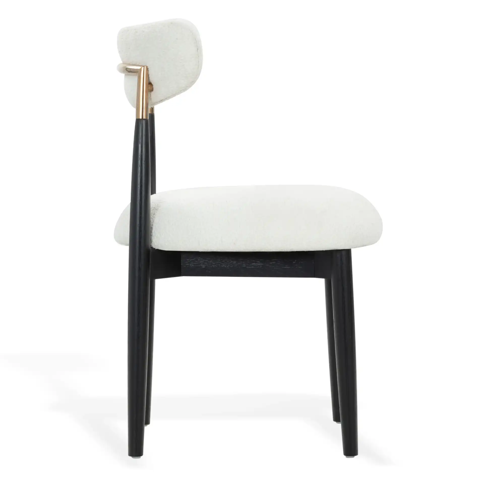 Marisol Boucle Dining Chair in White / Black, detail view