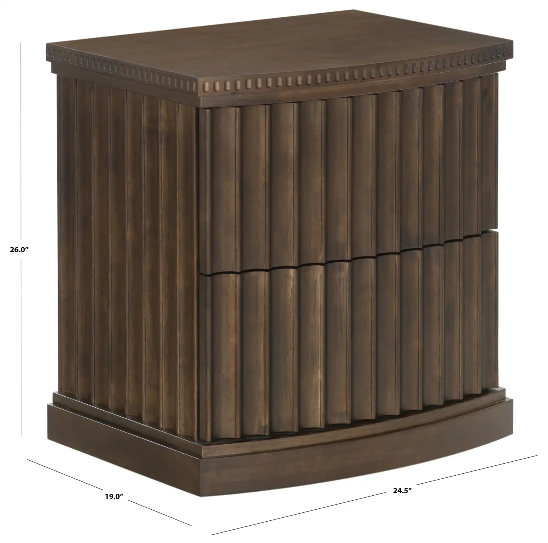 Dunne Fluted Drawer Front Nightstand in Dark Walnut, detail view