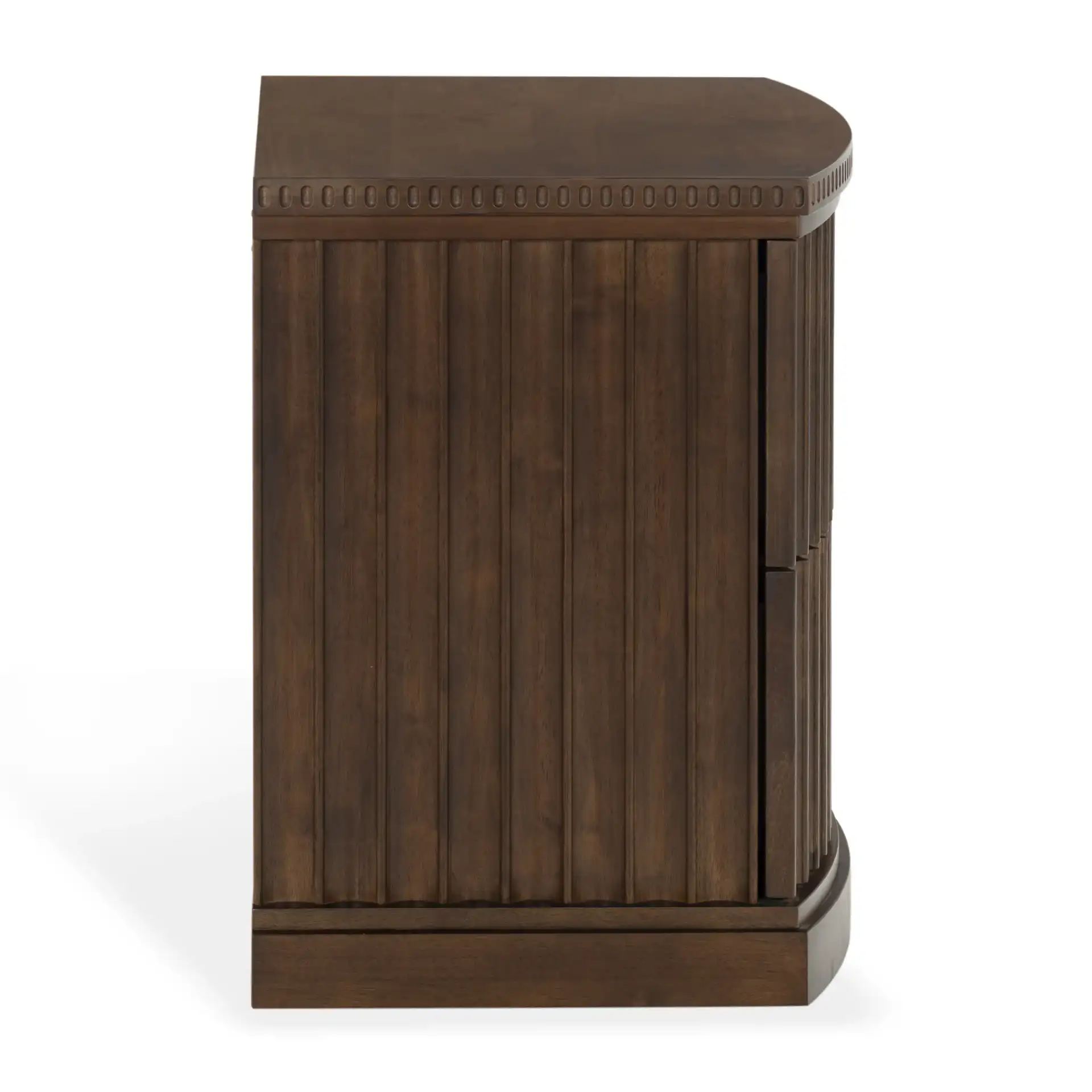 Dunne Fluted Drawer Front Nightstand in Dark Walnut, detail view