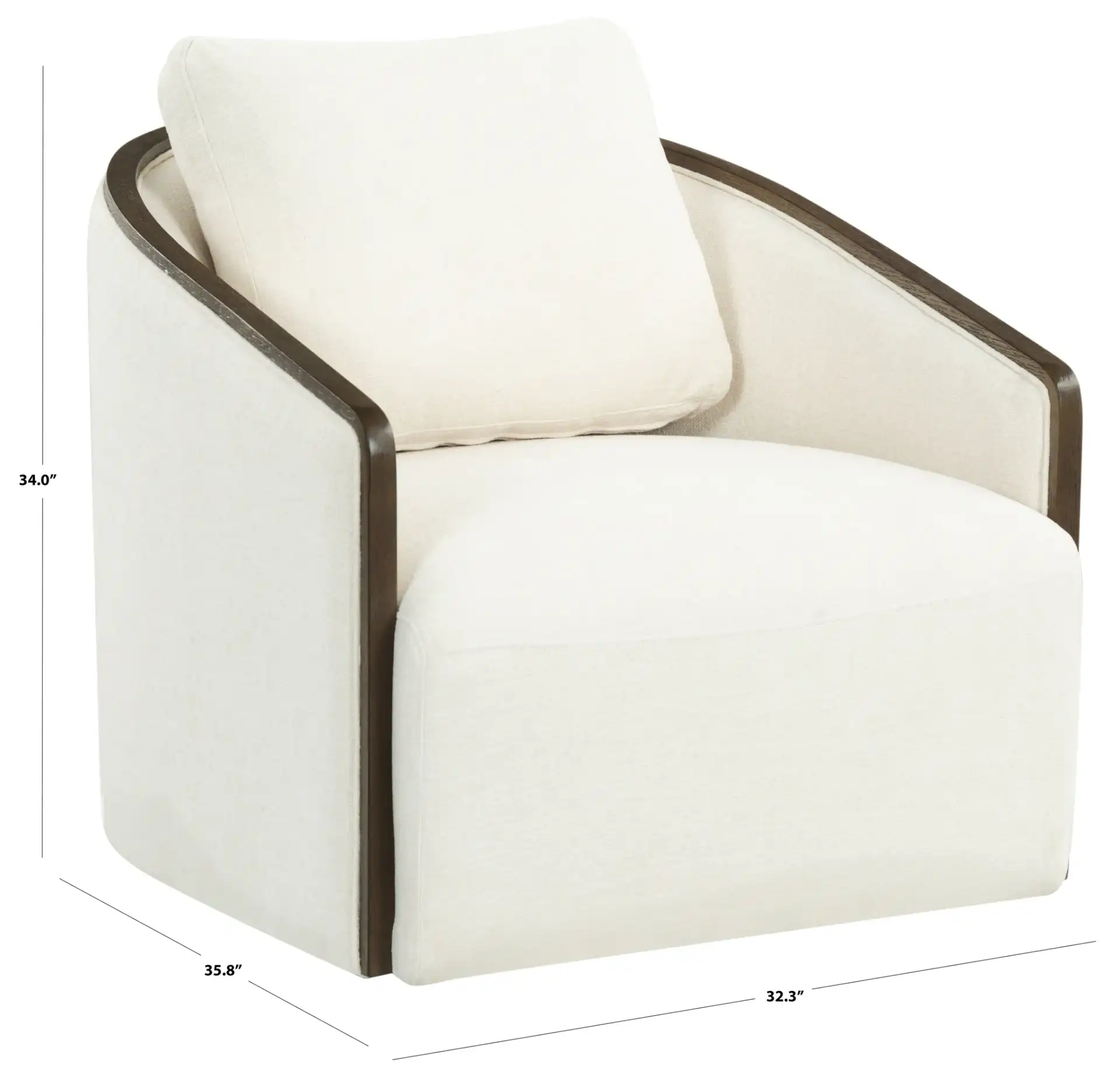 Higgins Swivel Chair in Ivory / Dark Brown, detail view