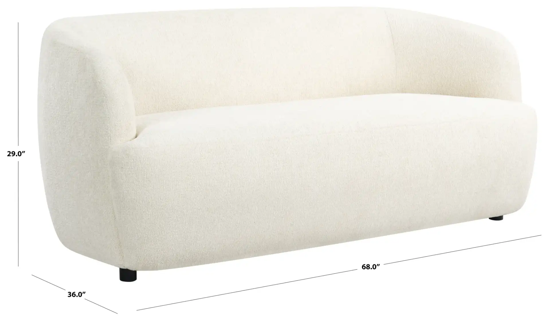 Emeline Chenille Sofa in Ivory, detail view
