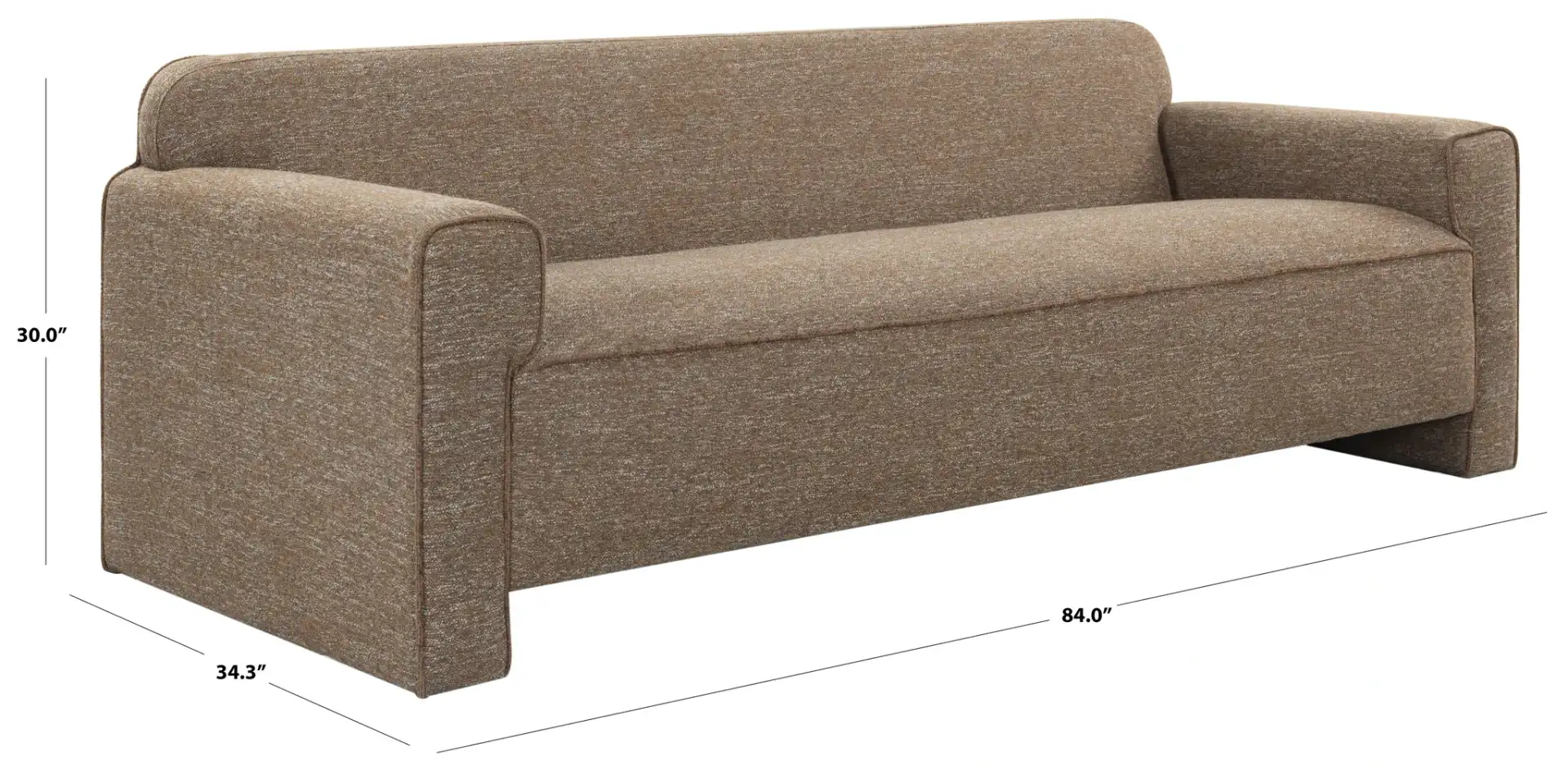 Benecito Boucle Blend Sofa in Brown, detail view