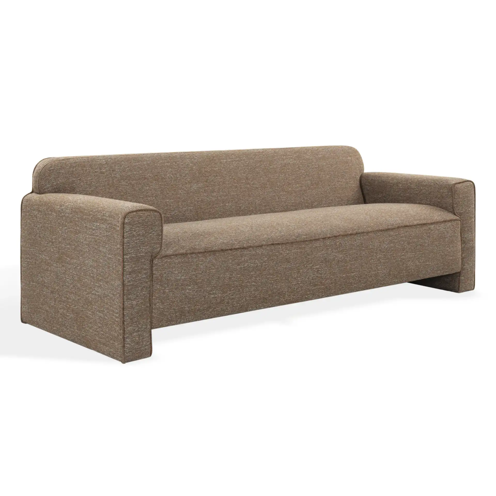 Benecito Boucle Blend Sofa in Brown, detail view