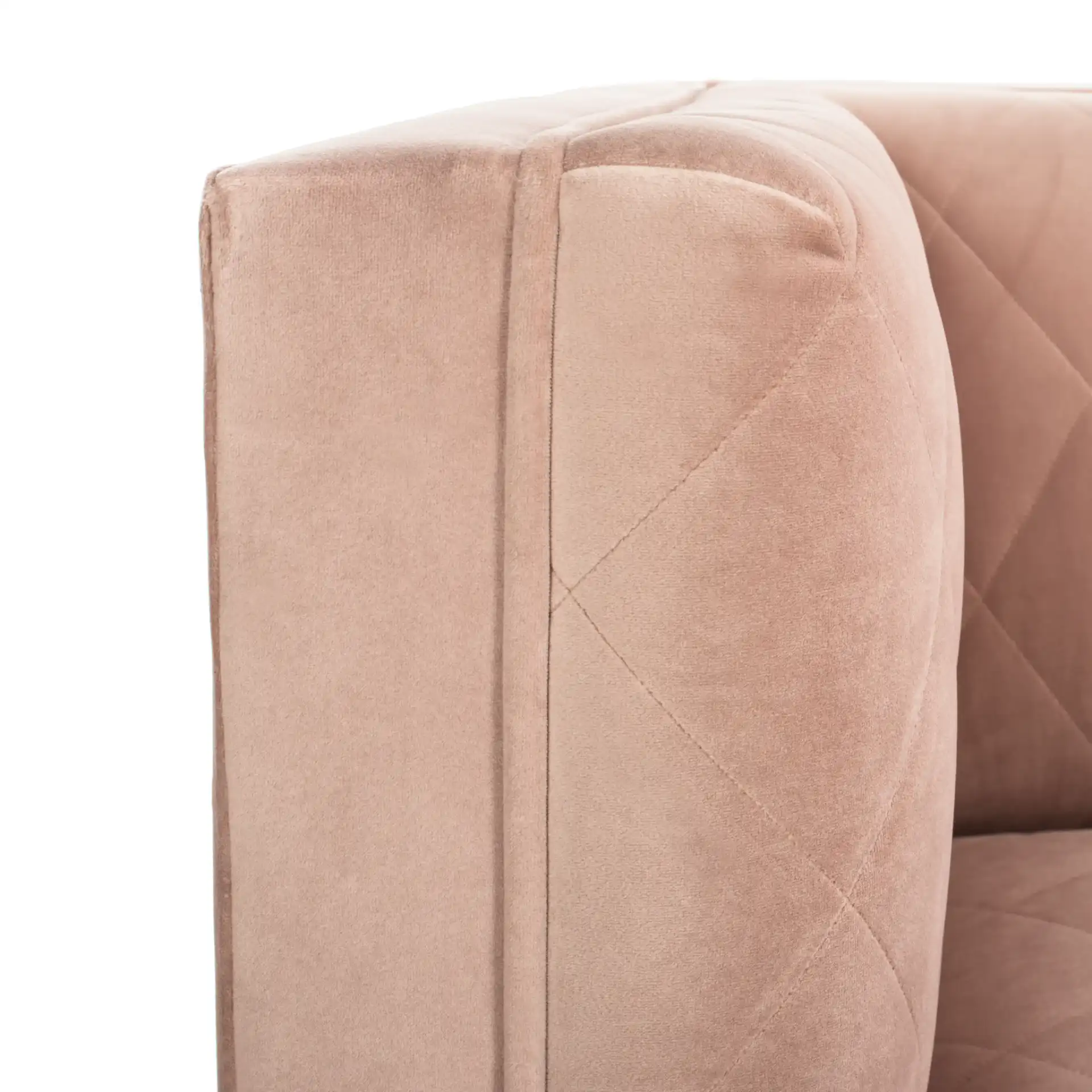 Luanna Diamond Trellis Sofa in Pale Mauve in a styled room