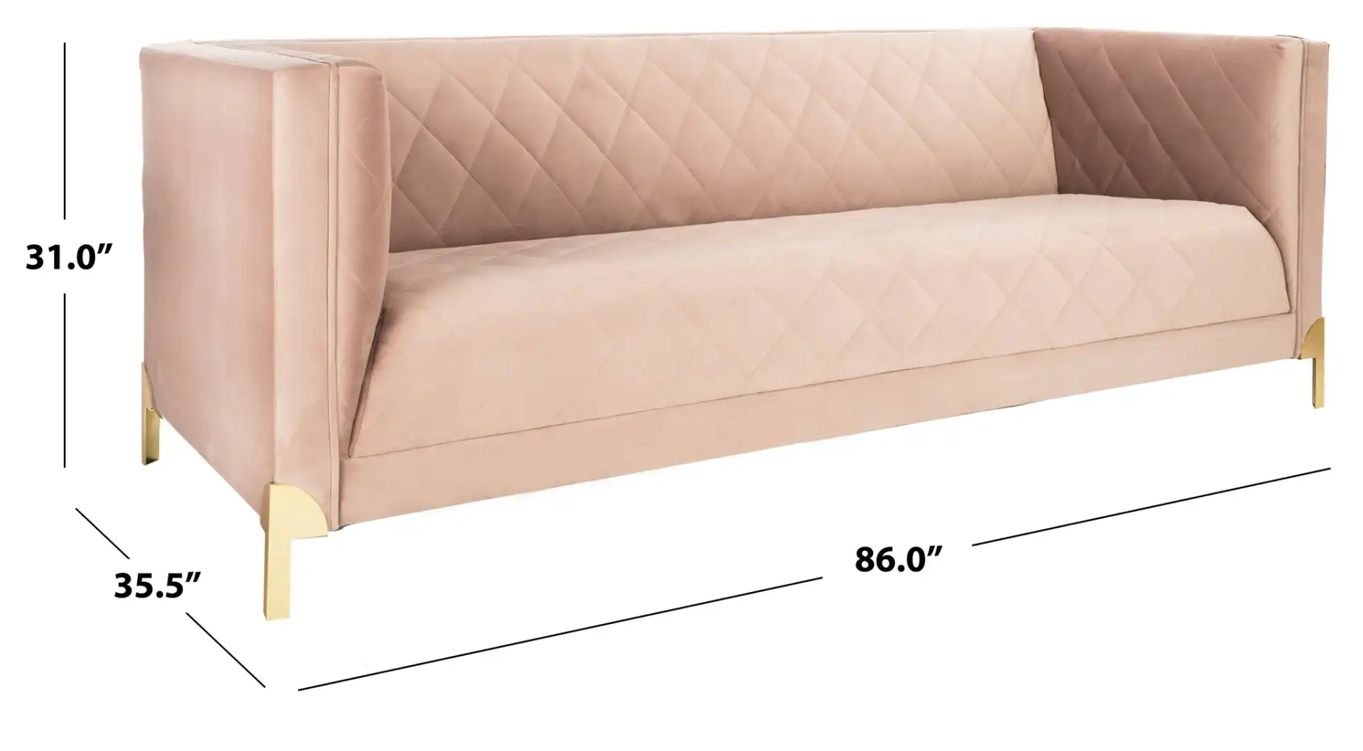 Luanna Diamond Trellis Sofa in Pale Mauve, detail view