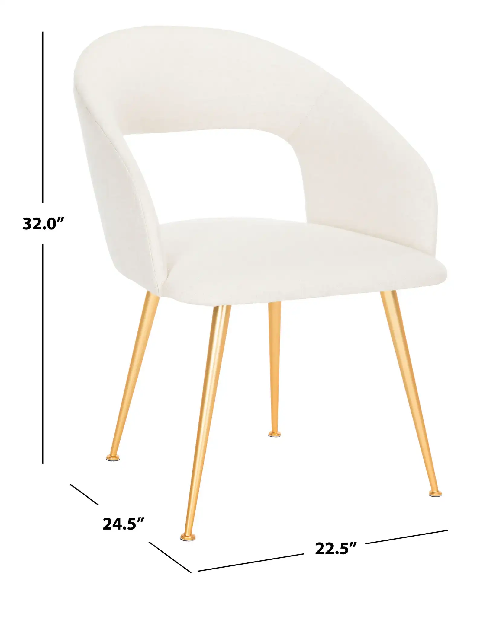Lorina Arm Chair in Cream / Gold, detail view