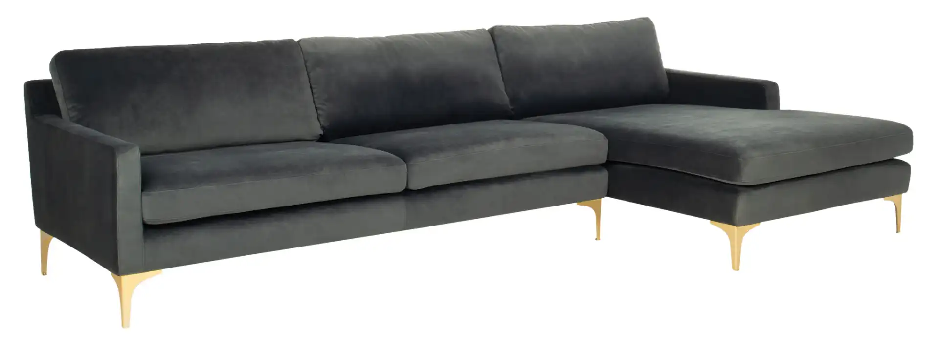 Brayson Chaise Sectional Sofa in Dark Grey, detail view