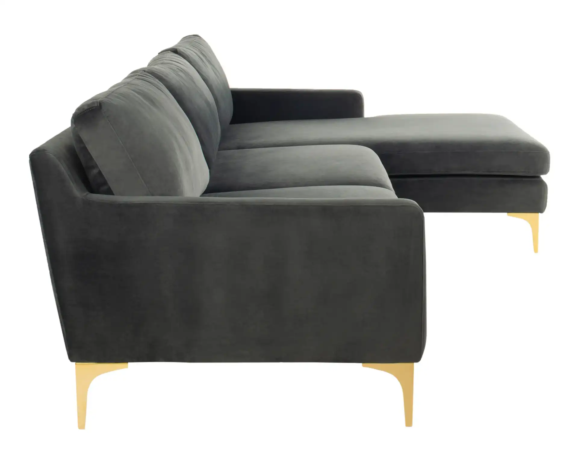 Brayson Chaise Sectional Sofa in Dark Grey, detail view