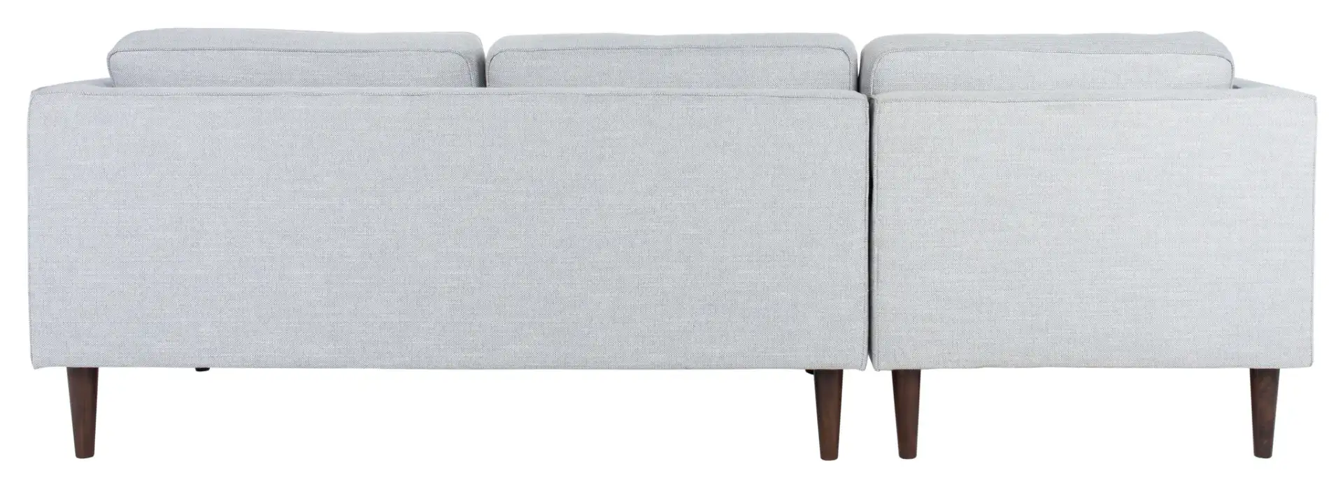 Dulce Mid-Century Chaise Sofa in Light Grey / Brown, detail view