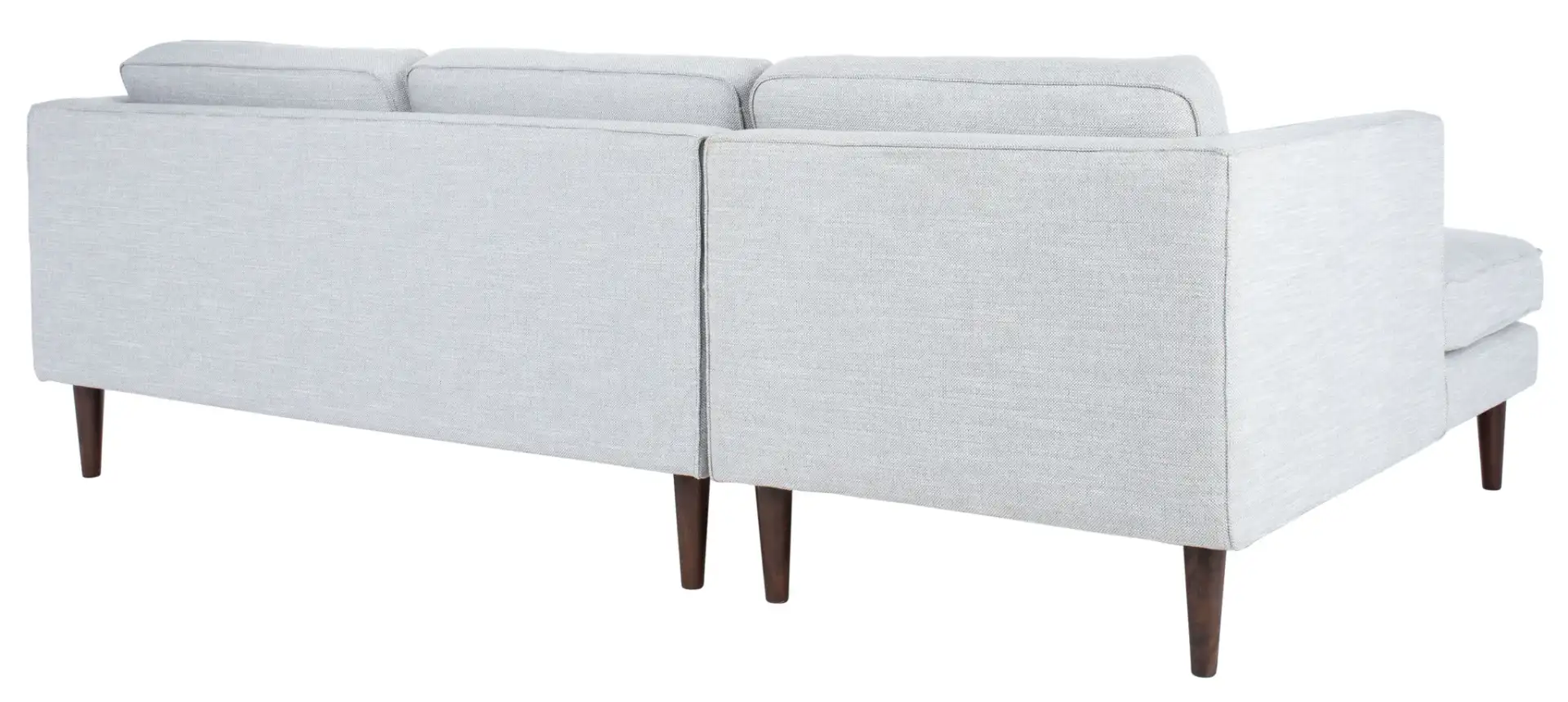 Dulce Mid-Century Chaise Sofa in Light Grey / Brown, detail view
