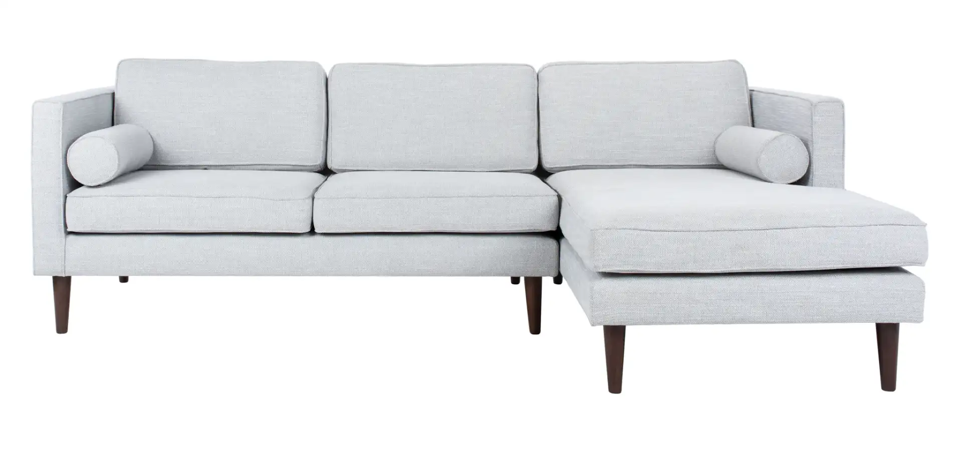 Dulce Mid-Century Chaise Sofa in Light Grey / Brown