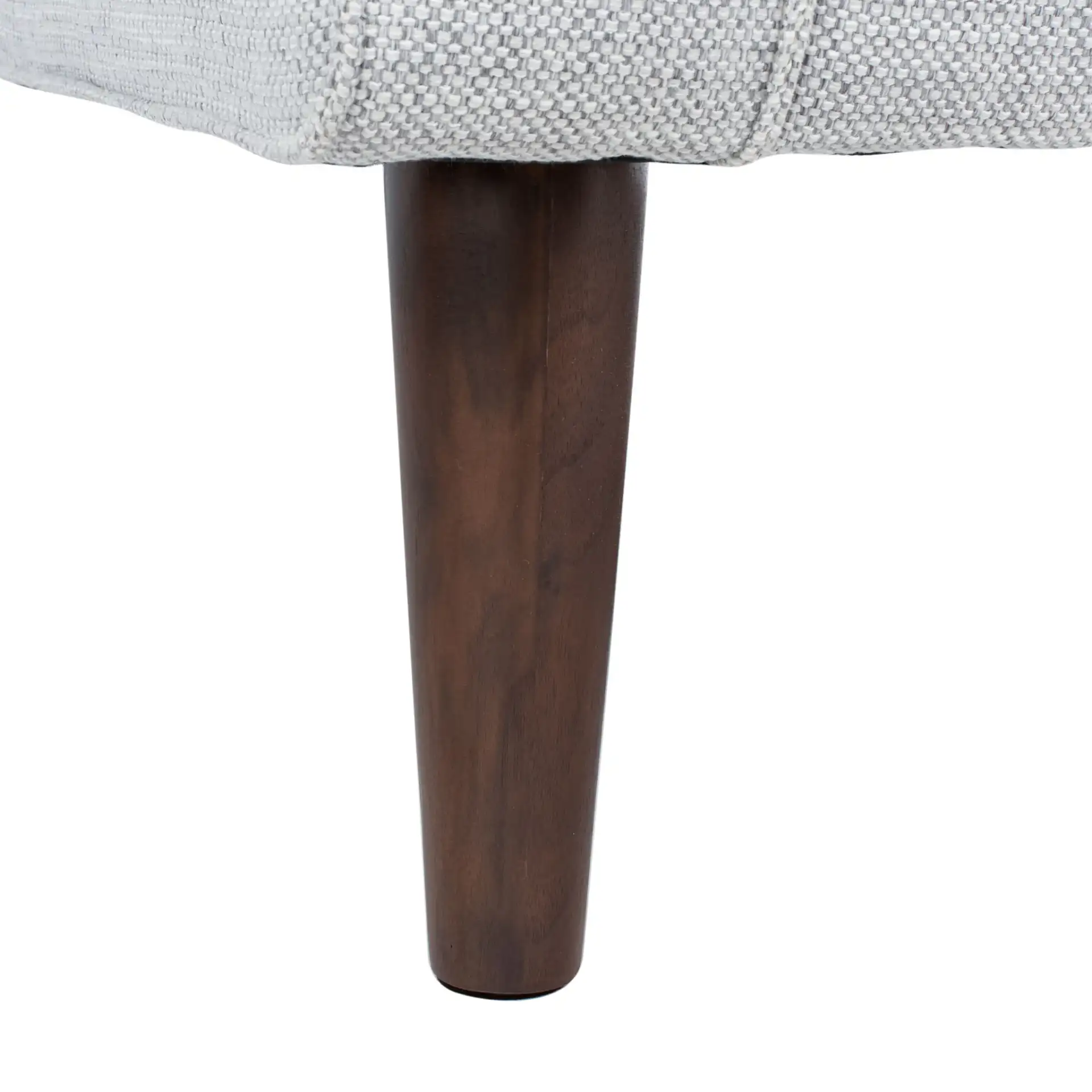 Dulce Mid-Century Chaise Sofa in Light Grey / Brown, detail view