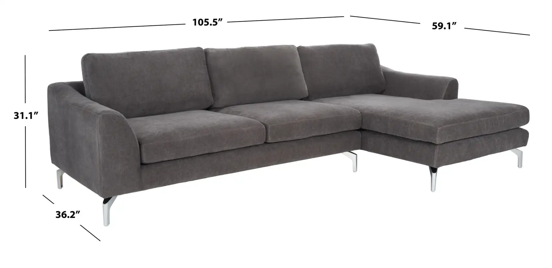 Nicholsen Modern Sofa in Anthracite, detail view