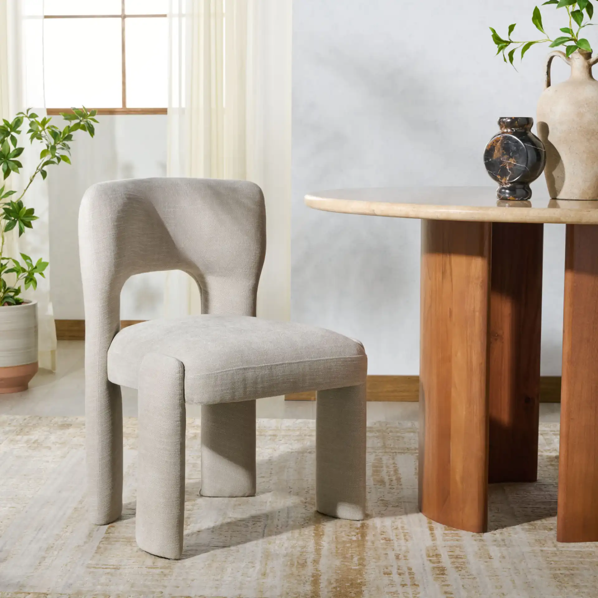 Tamlyn Dining Chair in Beige in a styled room