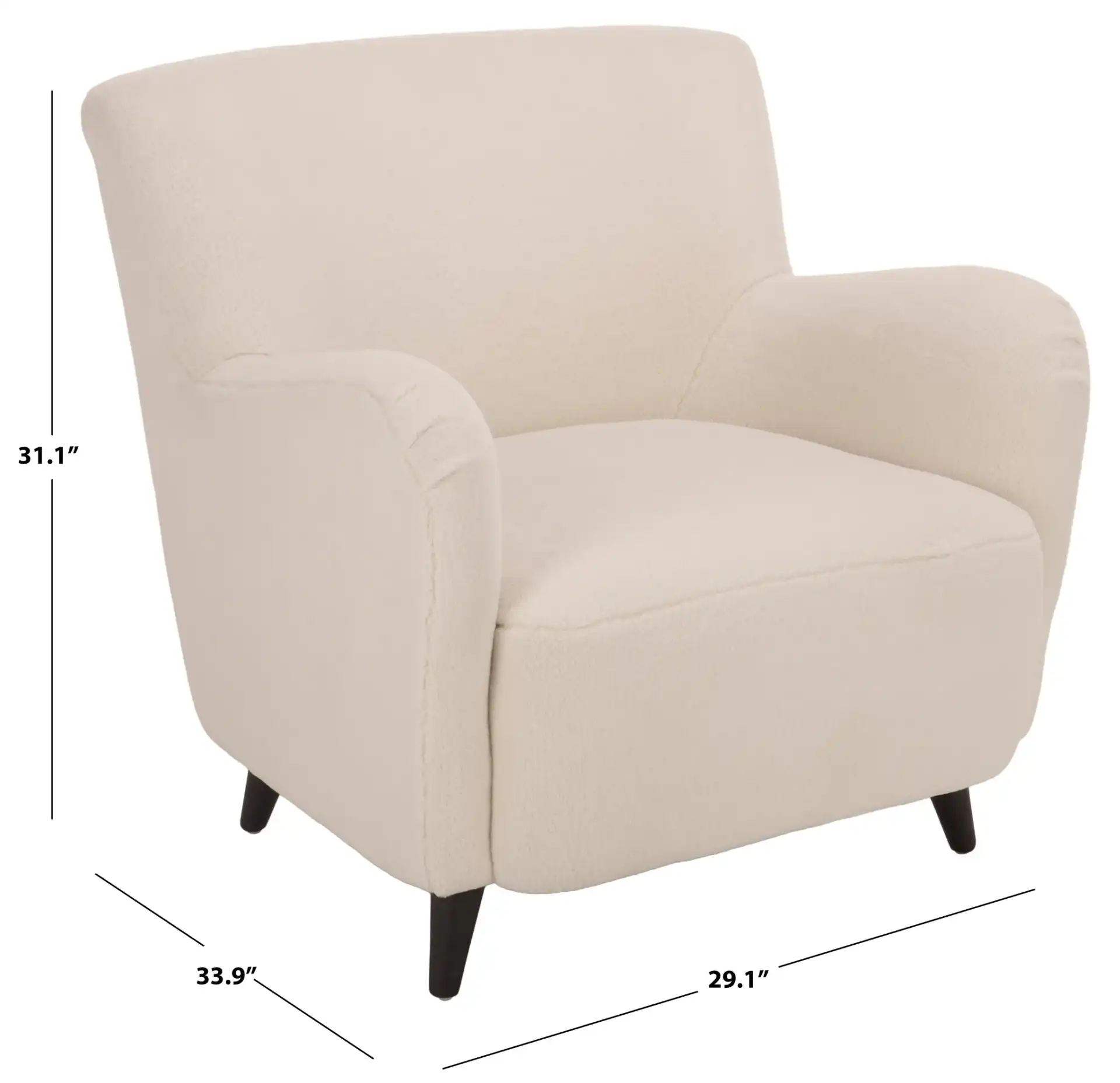 Rayanne Teddy Large Modern Wingback Chair in Ivory, detail view