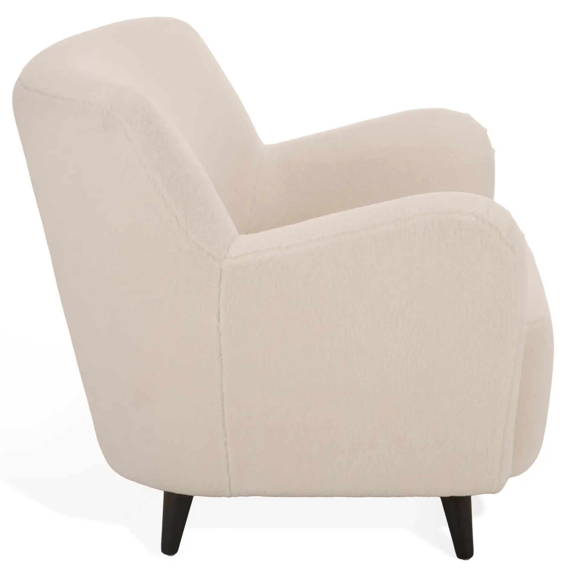 Rayanne Teddy Large Modern Wingback Chair in Ivory, detail view