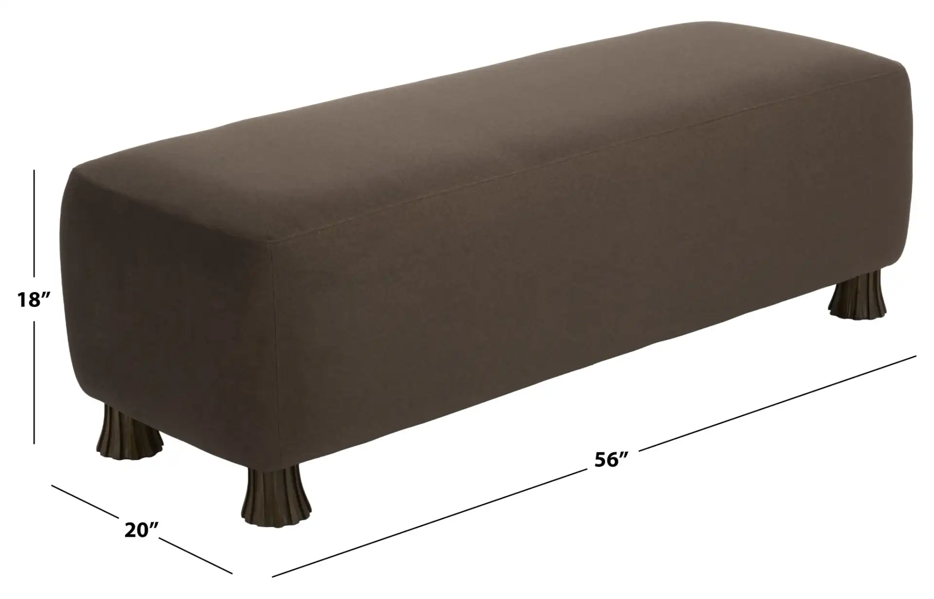 Tessamaria Velvet Bench in Brown, detail view