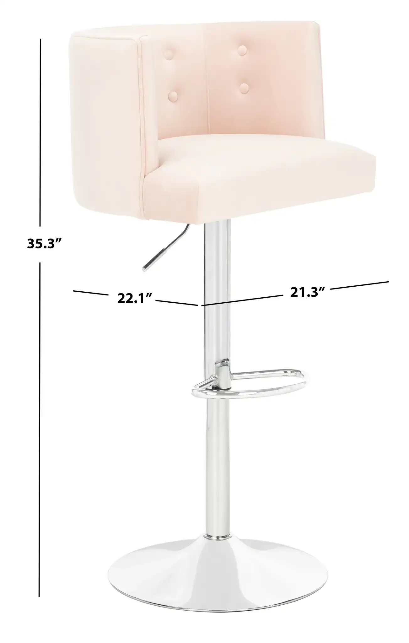 Zayna Adjustable Barstool in Light Gray, detail view