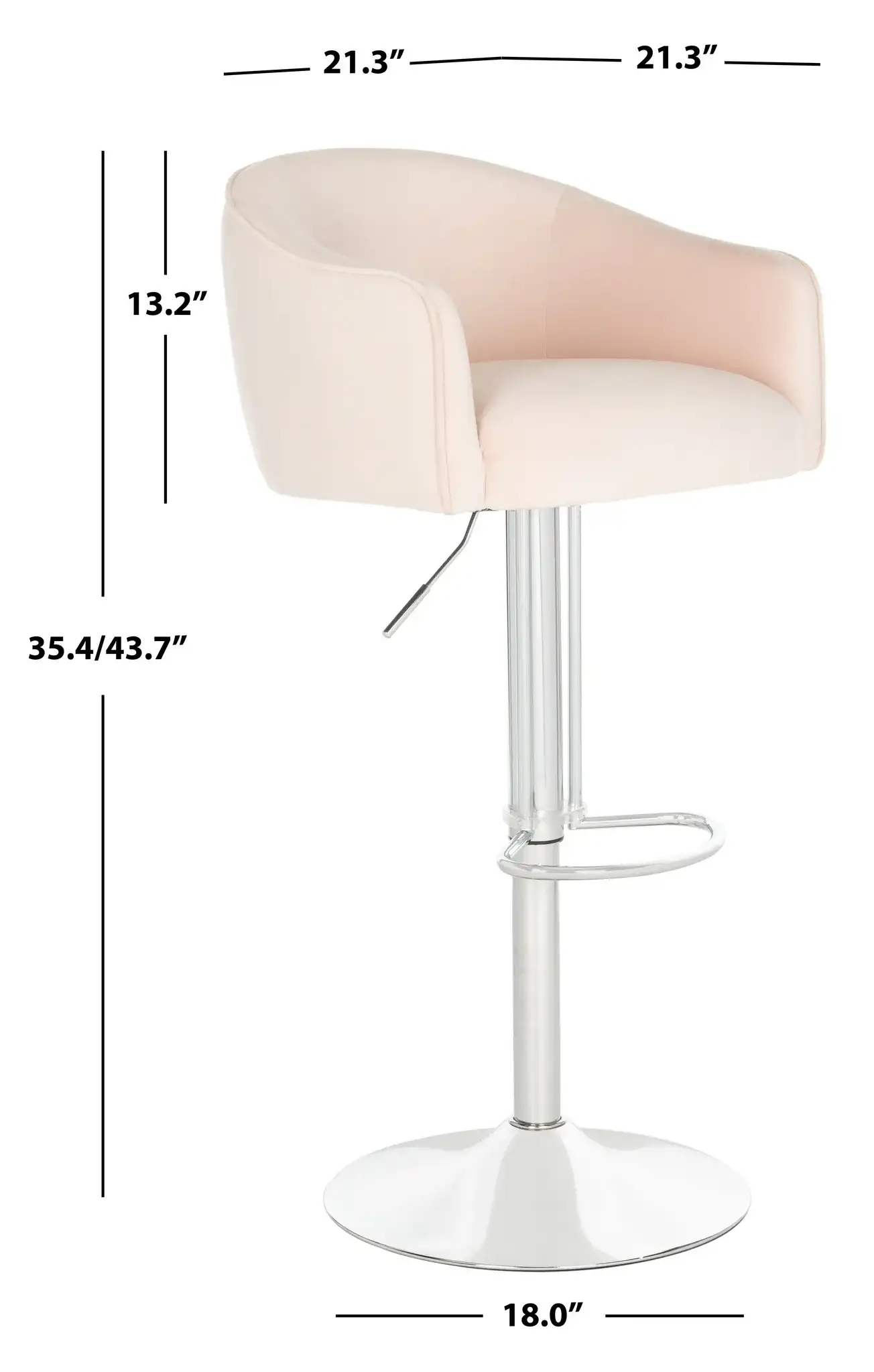 Ellsworth Adjustable Barstool in Light Gray, detail view