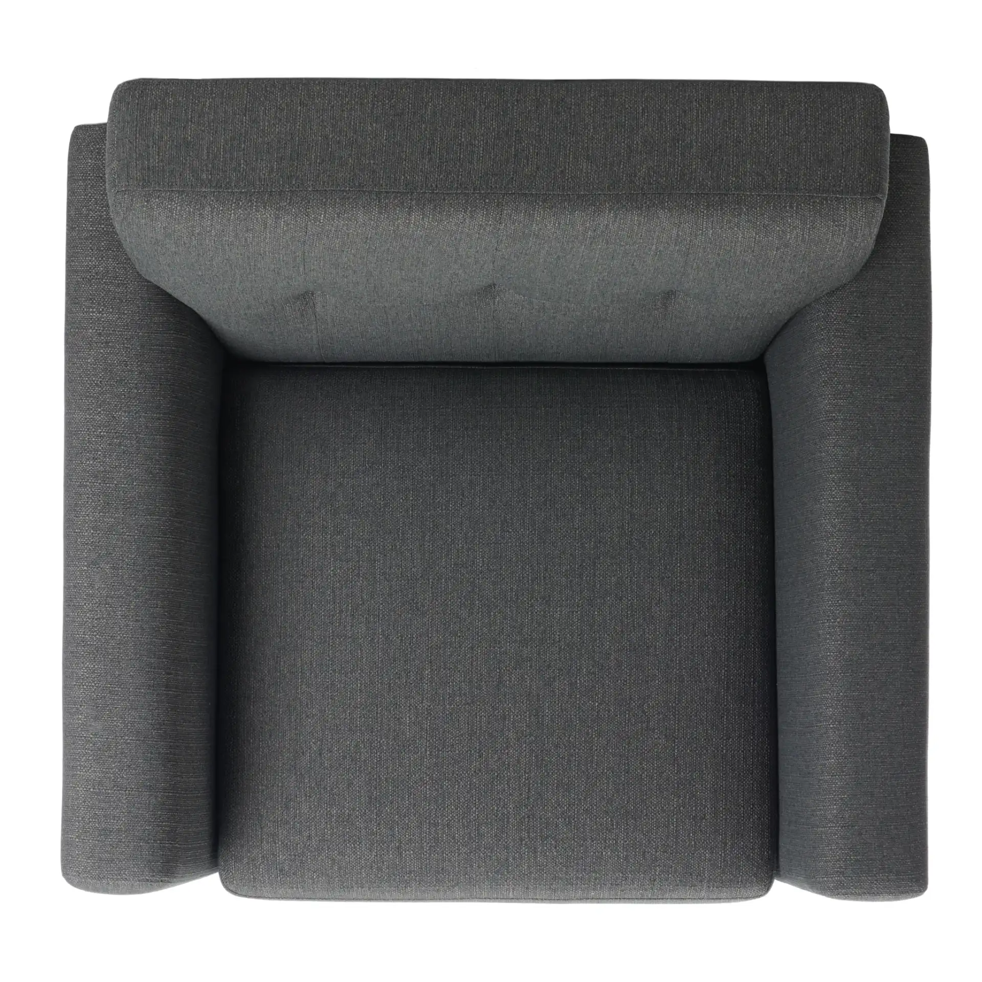 Opal Linen Tufted Arm Chair in Slate Gray, detail view