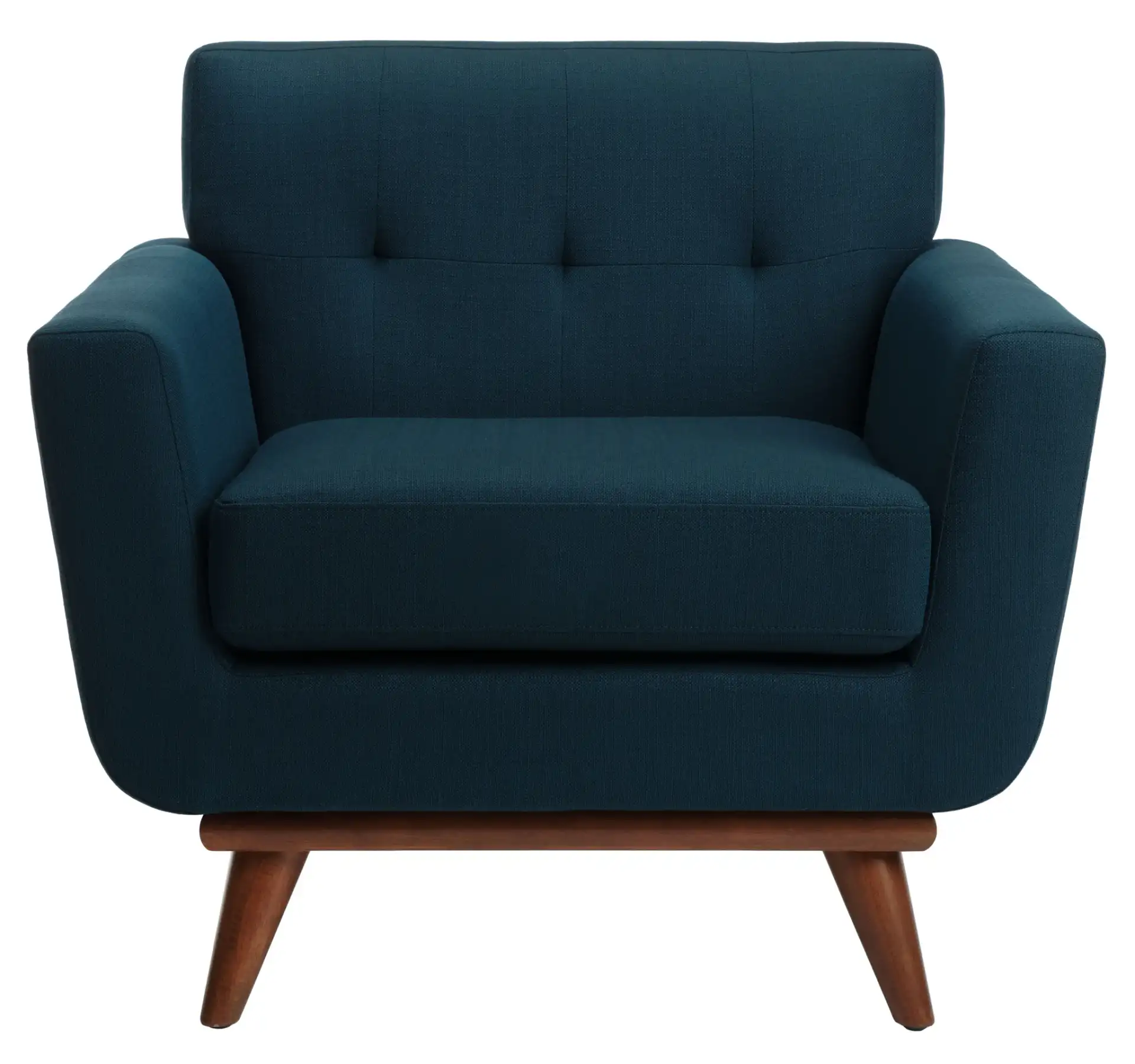 Opal Linen Tufted Arm Chair in Slate Gray, detail view