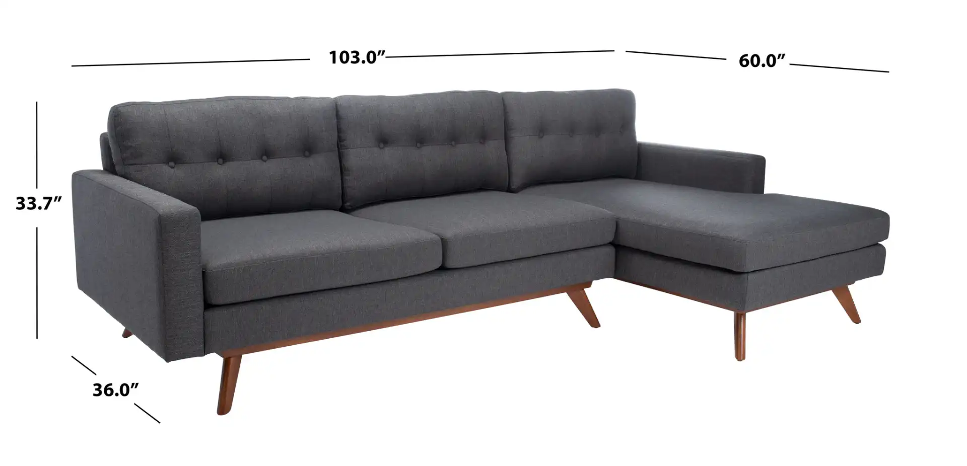 Gneiss Modern Sectional Sofa in Slate / Grey, detail view