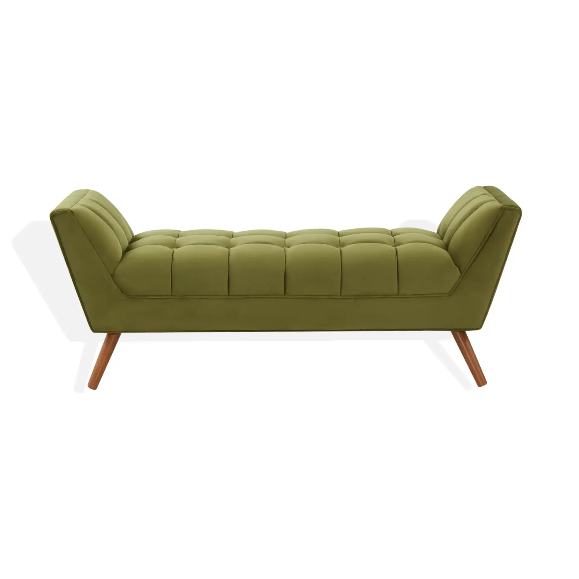 Damian Tufted Bench in Light Gray, detail view
