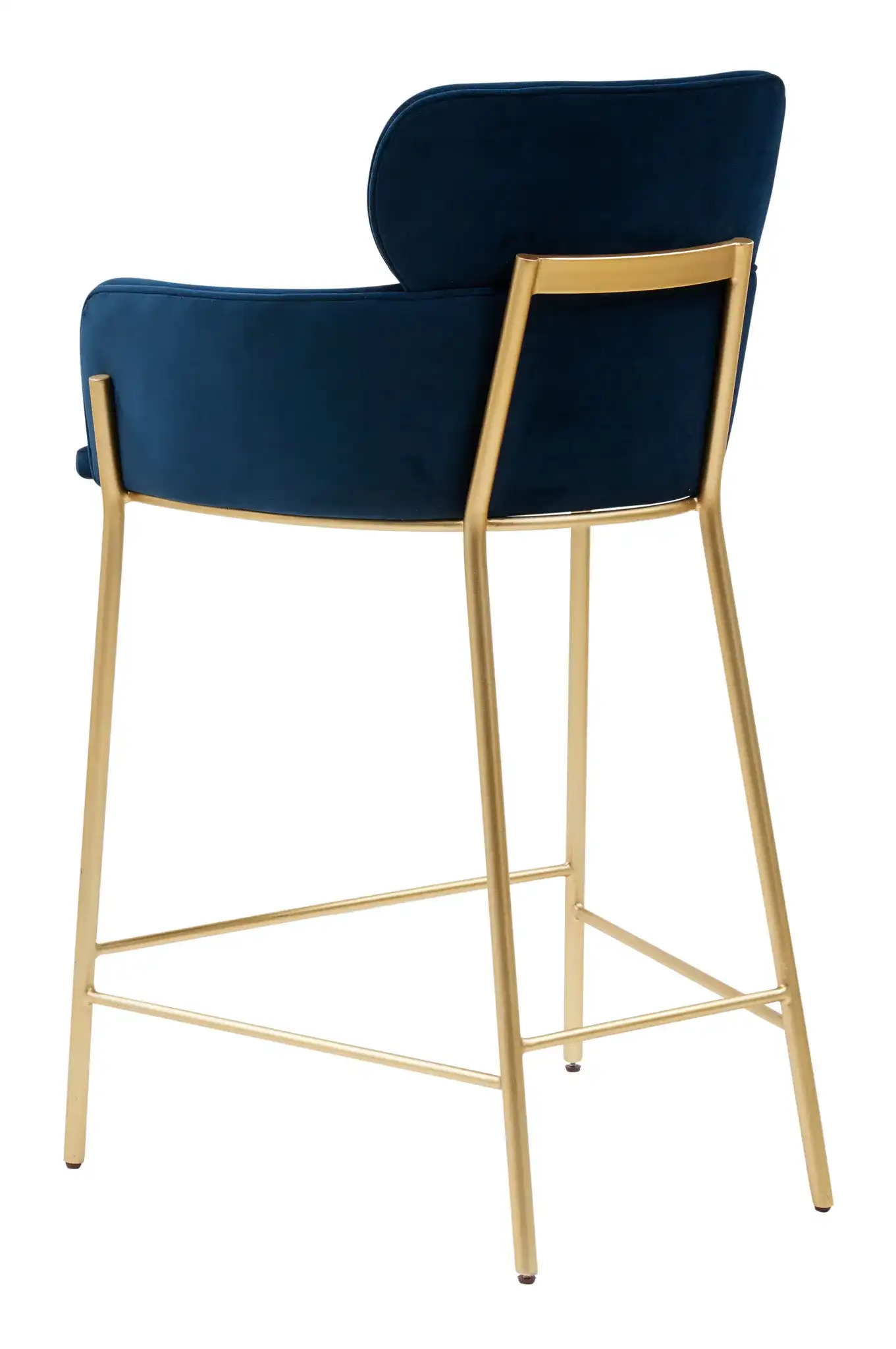 Charlize Velvet Counter Stool in Dark Gray / Gold, detail view