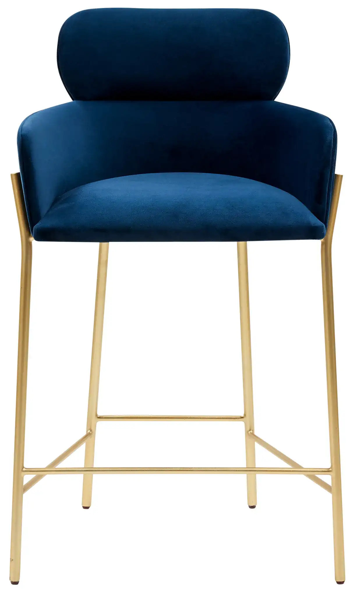 Charlize Velvet Counter Stool in Dark Gray / Gold, detail view