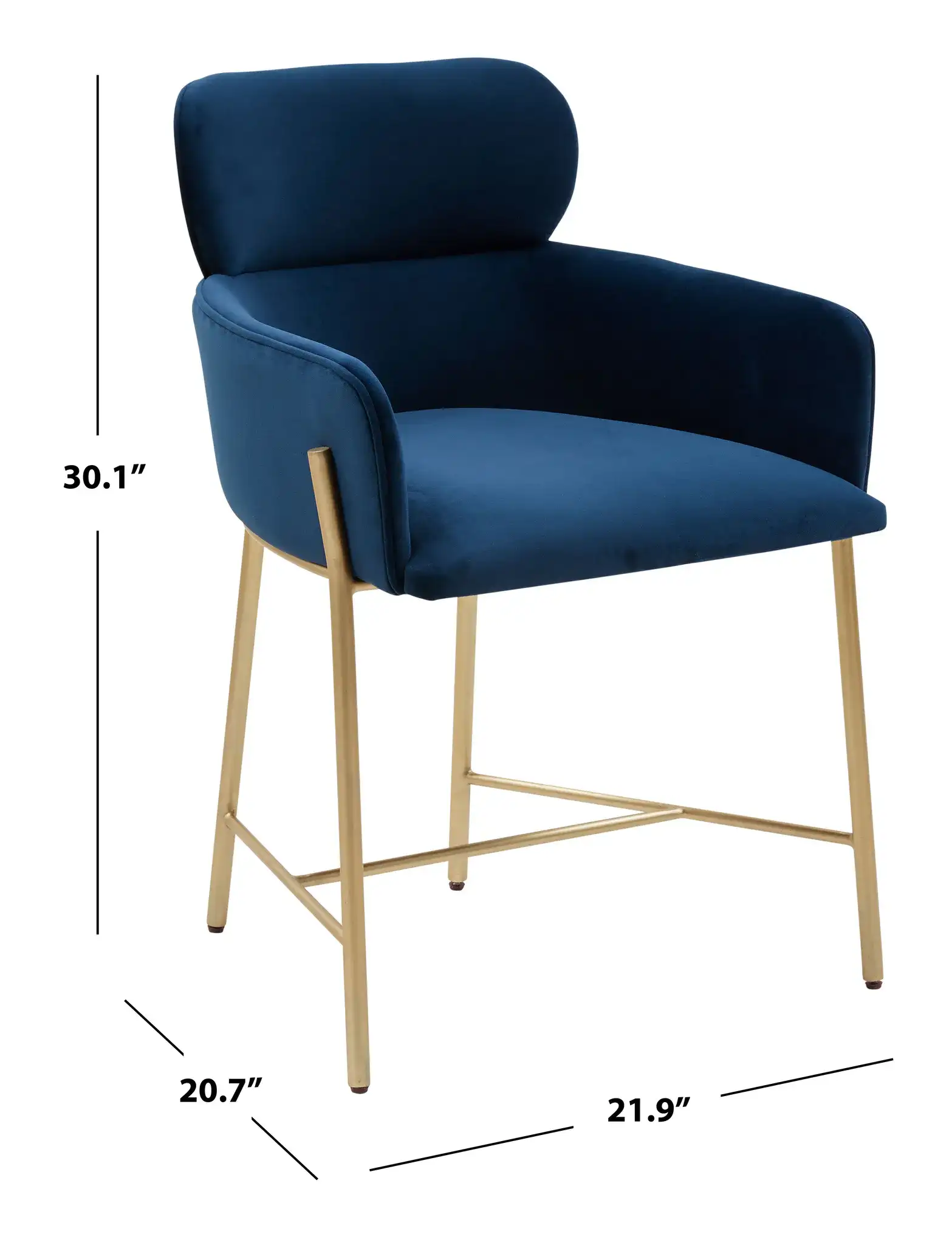 Charlize Velvet Dining Chair in Navy / Gold, detail view