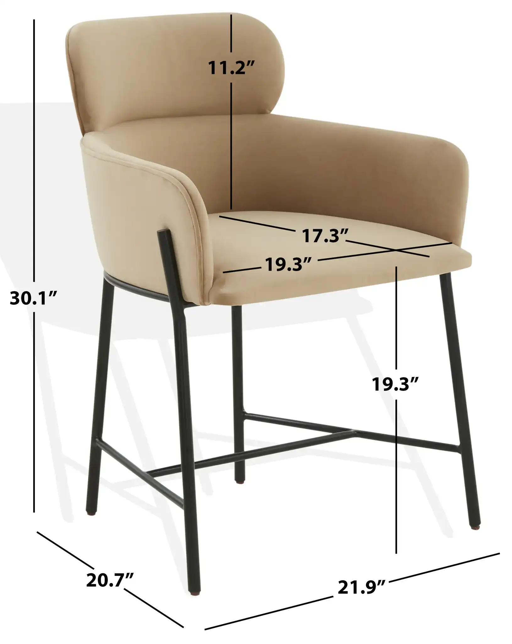 Charlize Velvet Dining Chair in Navy / Gold, detail view