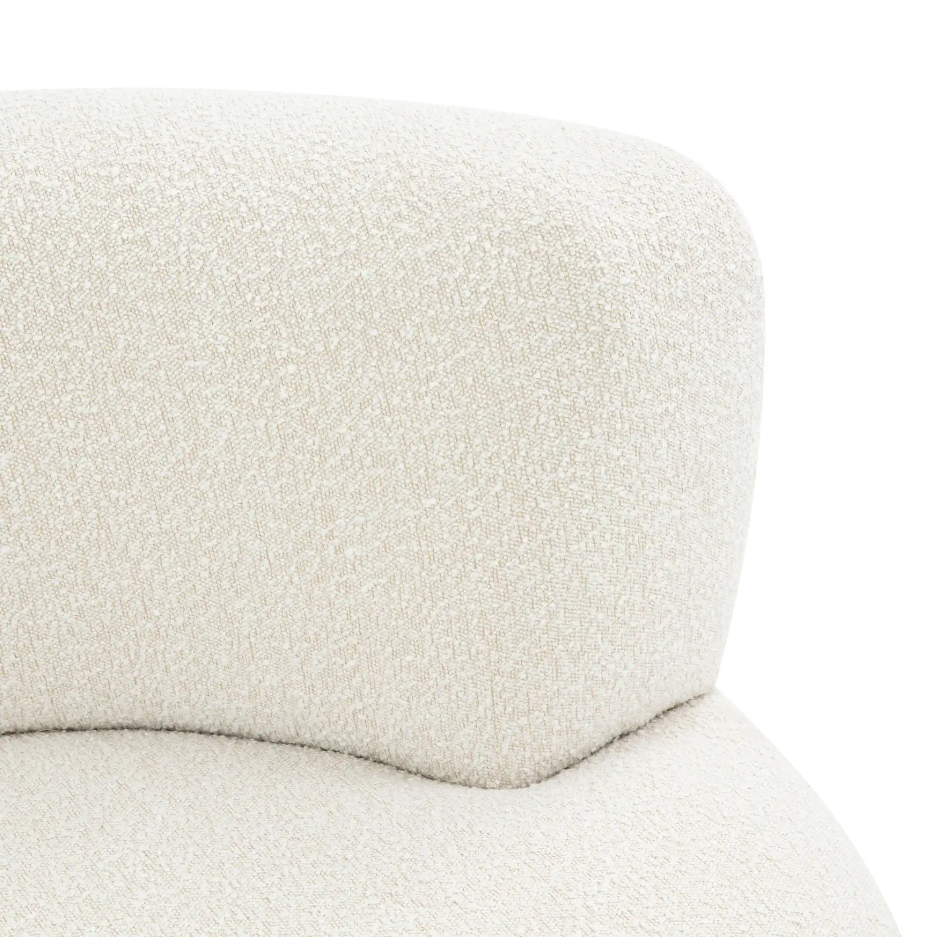 Stevie Boucle Curved Back Sofa in Ivory in a styled room
