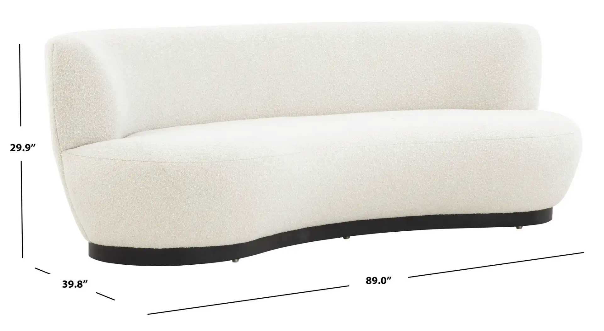 Stevie Boucle Curved Back Sofa in Ivory, detail view
