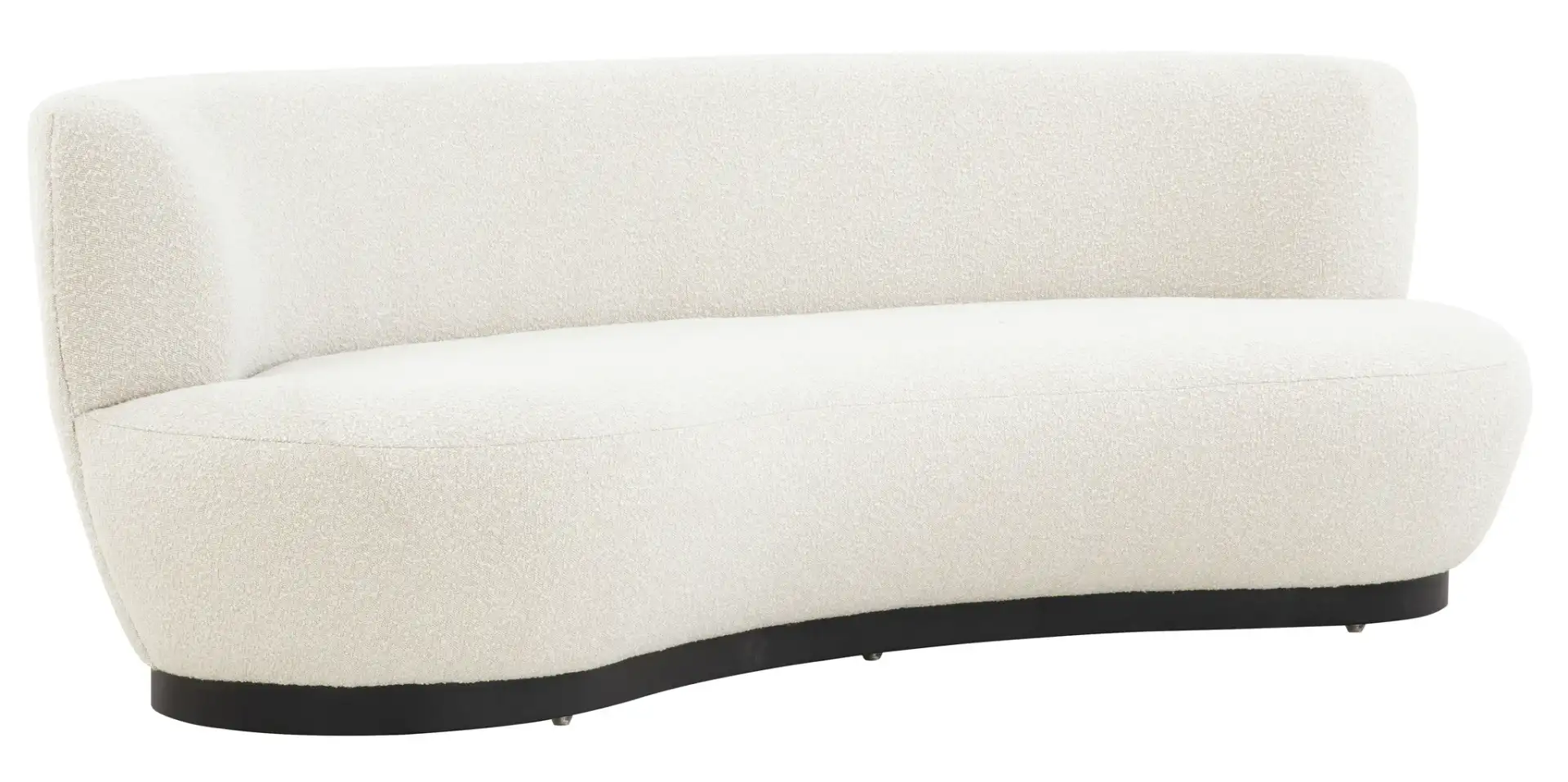 Stevie Boucle Curved Back Sofa in Ivory, detail view